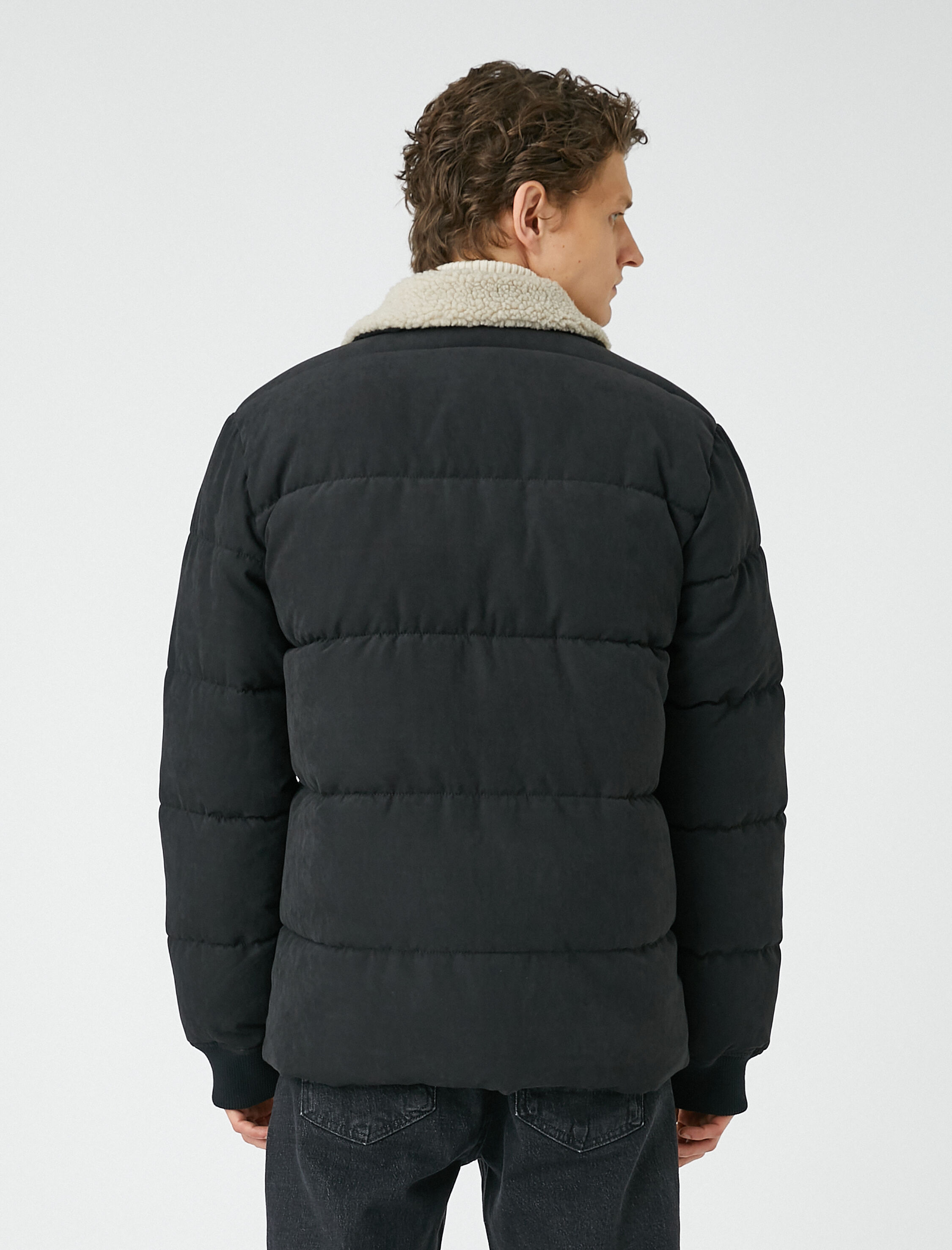   Şişme Mont Çift Cepli Fermuarlı Peluş Yaka Detaylı