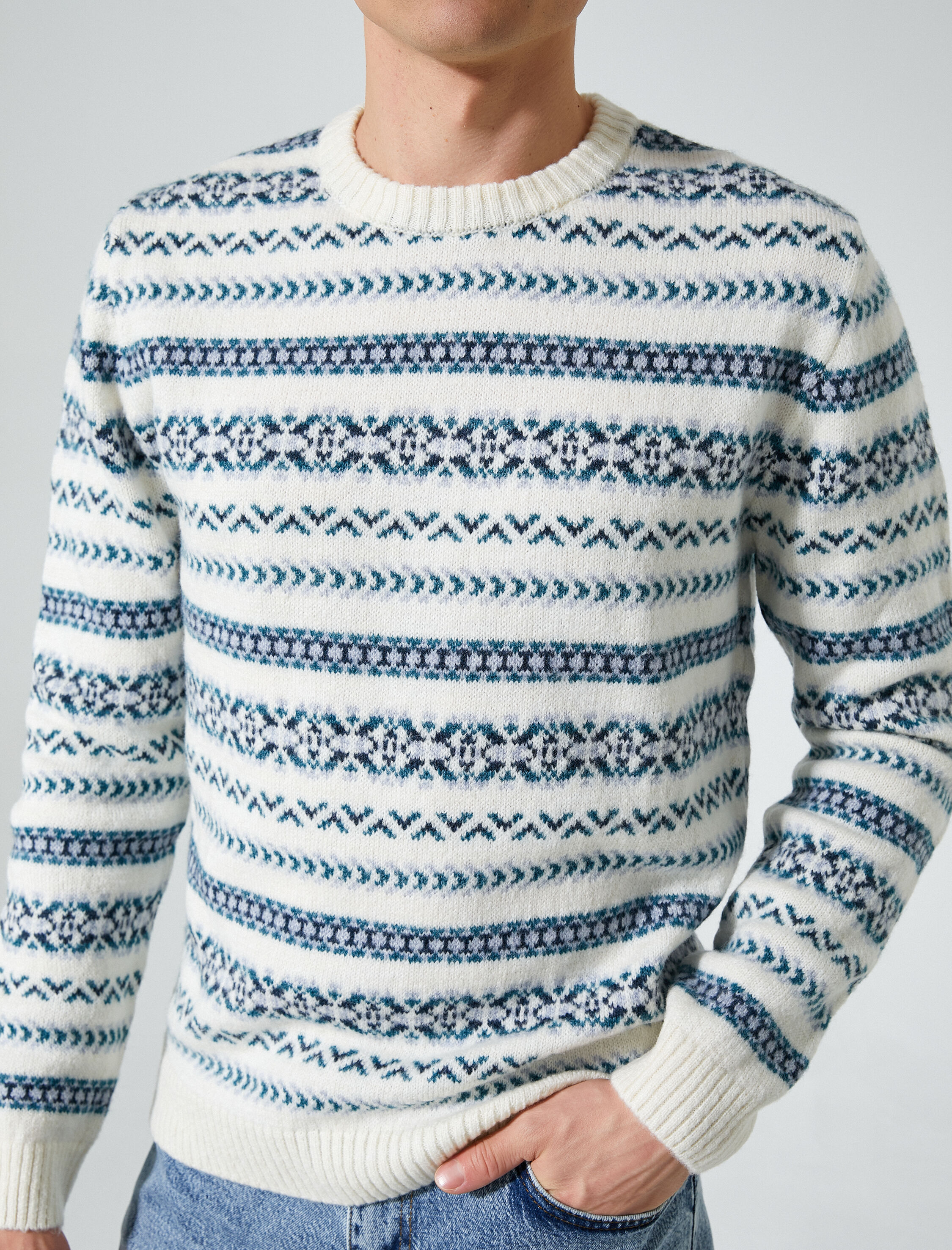   Bisiklet Yaka Kazak Etnik Detaylı Akrilik Karışımlı