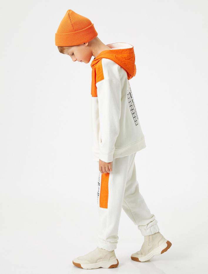 Erkek Çocuk Jogger Eşofman Altı Cepli Beli Bağlamalı Renk Kontrastlı