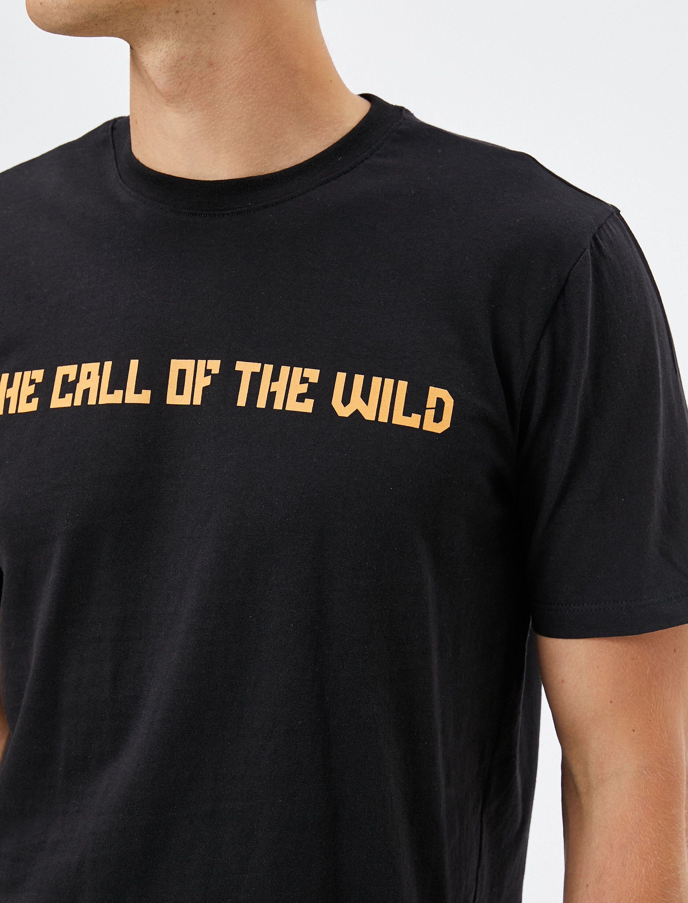   Arkası Baskılı Tişört Kaplan Temalı Bisiklet Yaka Pamuklu