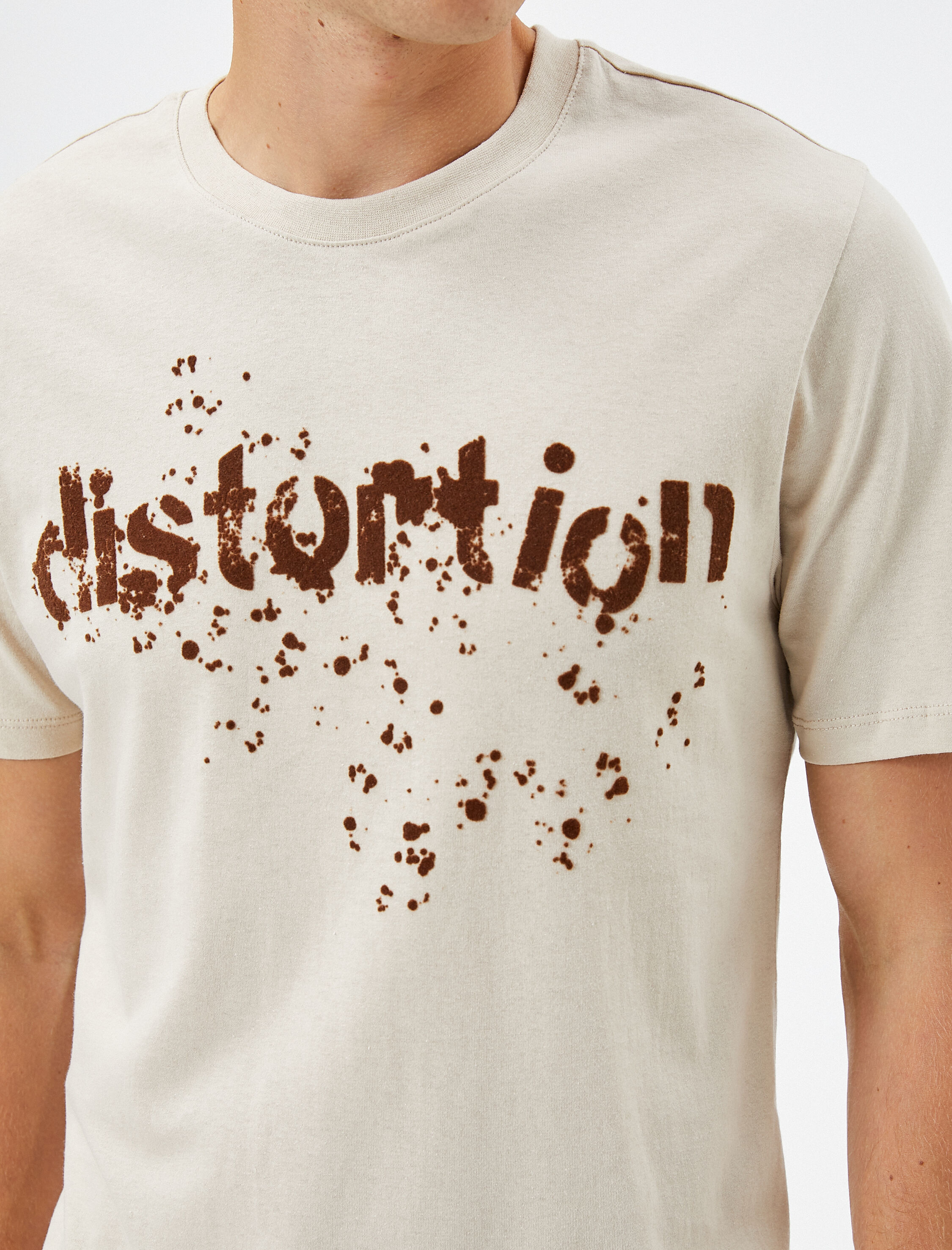   Slogan Baskılı Tişört Bisiklet Yaka Kısa Kollu Pamuklu