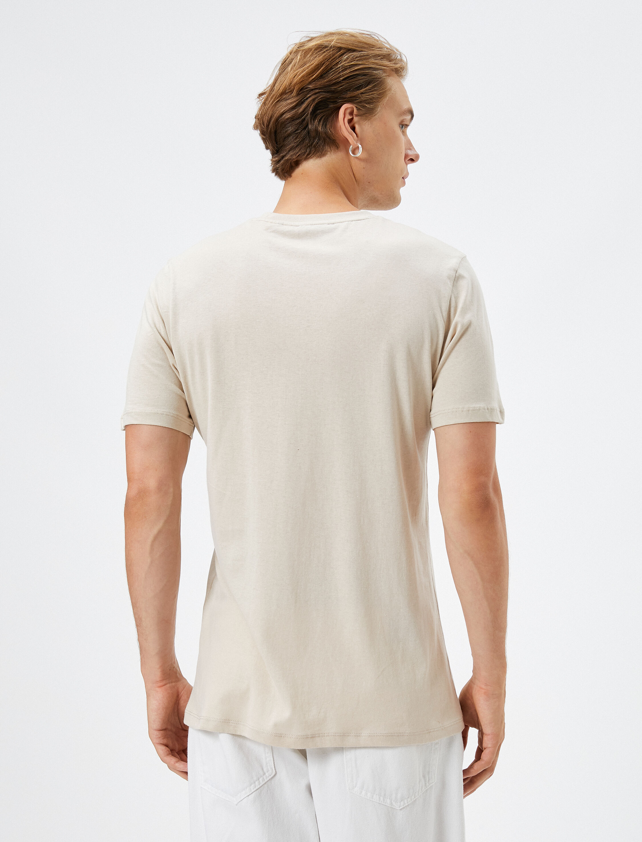   Slogan Baskılı Tişört Bisiklet Yaka Kısa Kollu Pamuklu