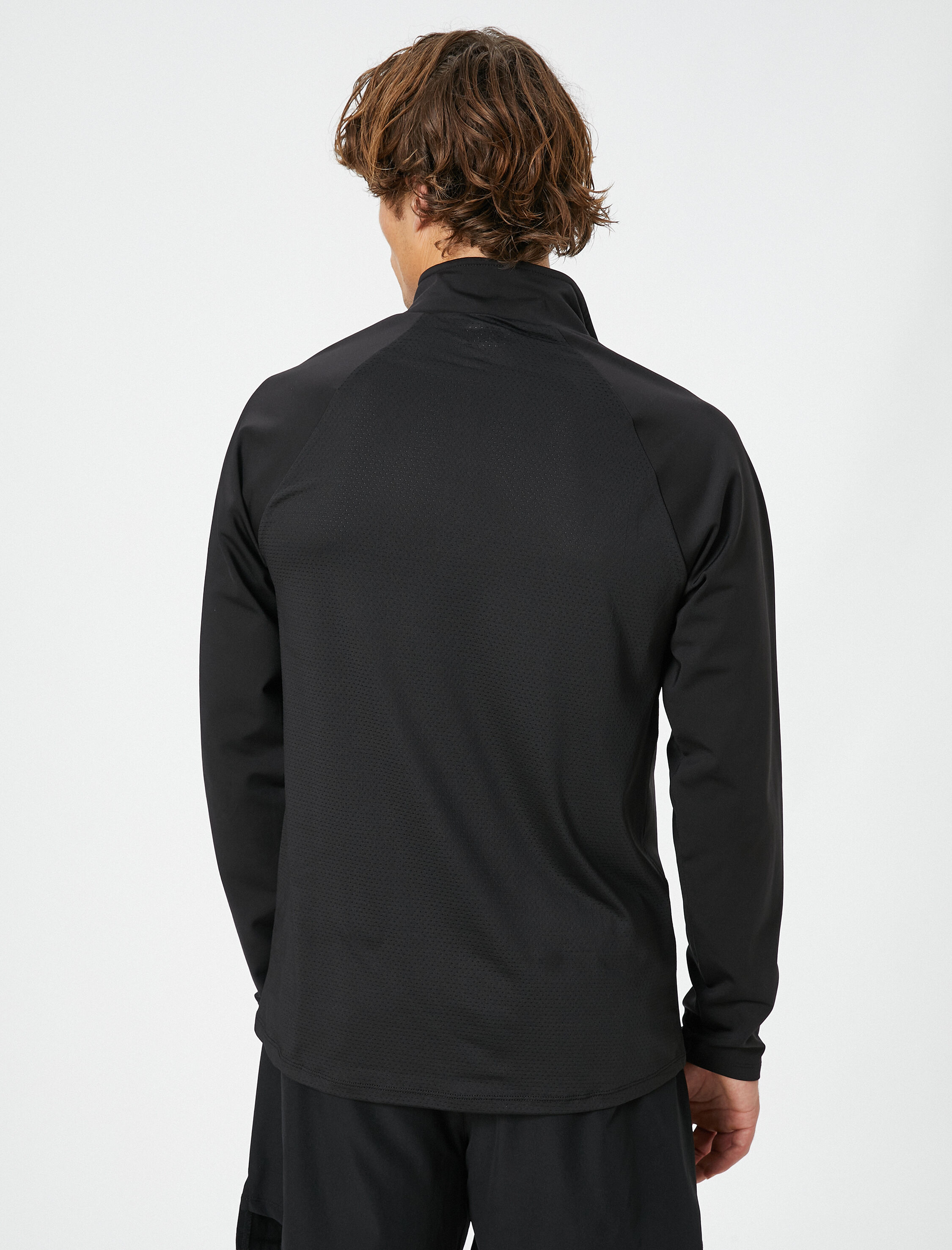   Spor Sweatshirt Dik Yaka Fermuarlı Uzun Kollu