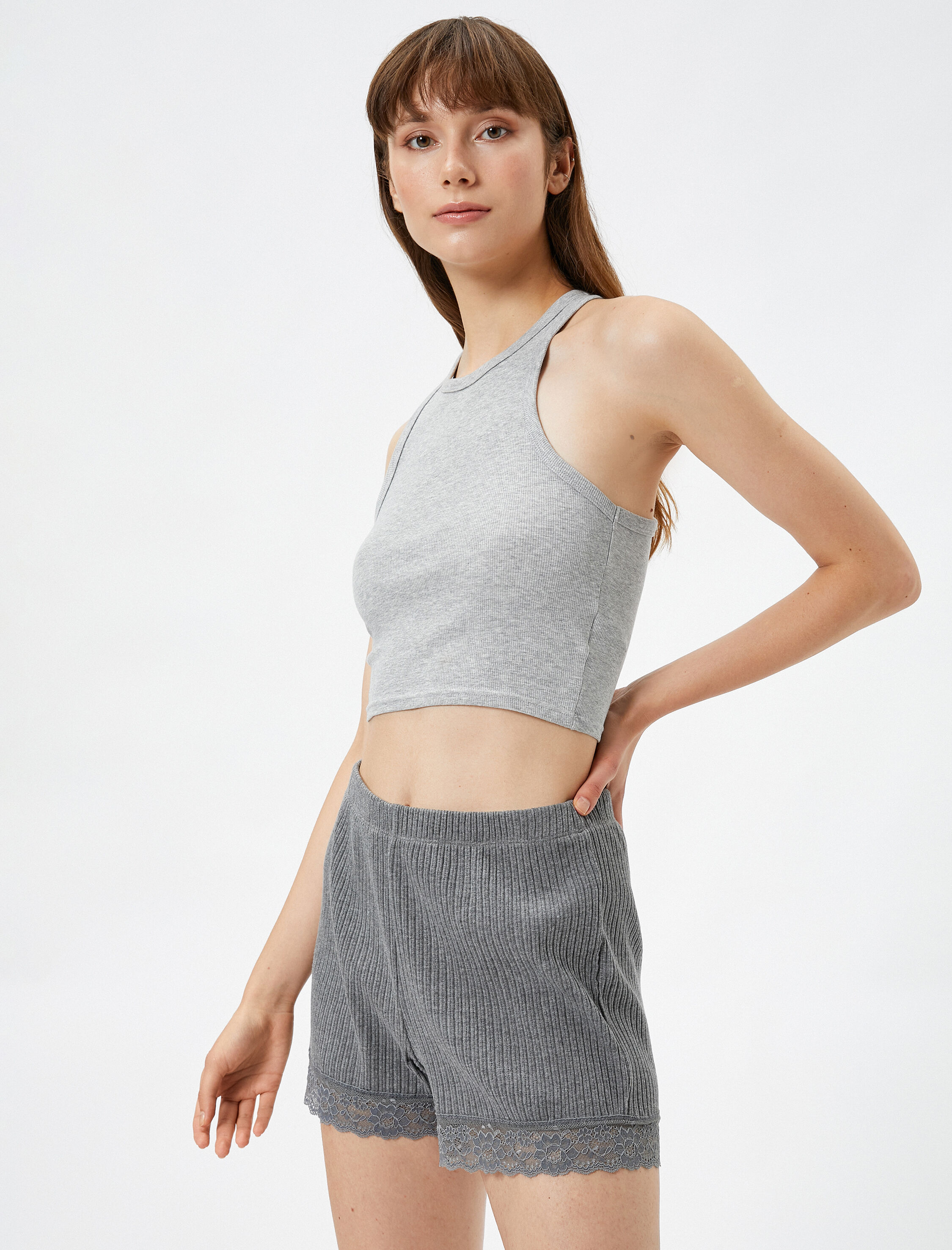   Şort Pijama Altı Fitilli Dantel Detaylı