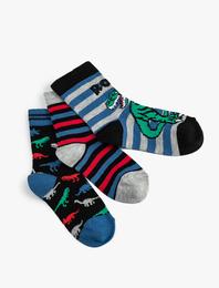 Dinozorlu Çorap Seti Çok Renkli 3’lü