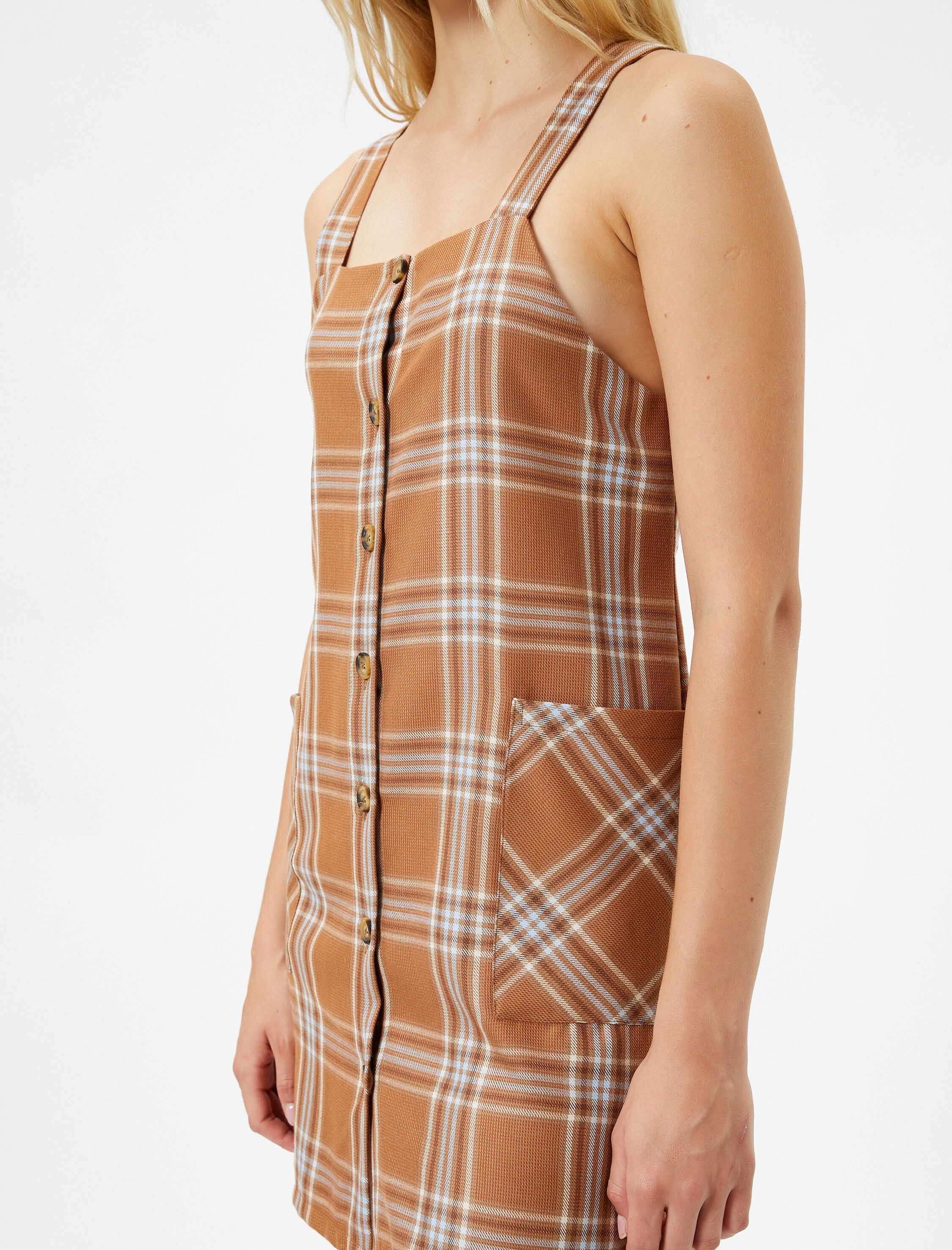   Jile Elbise Düğmeli Kalın Askılı Cepli