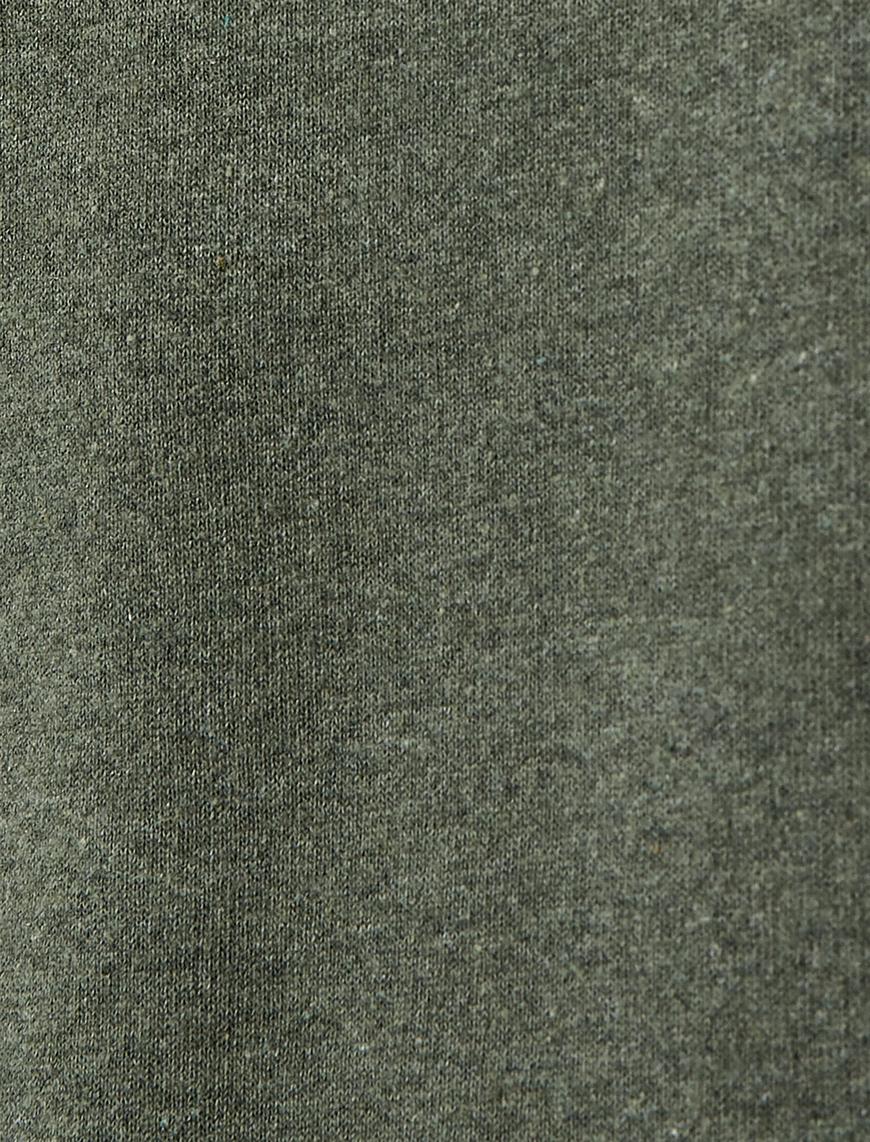   Kapşonlu Sweatshirt Slogan İşlemeli Ribanalı Uzun Kollu Şardonlu