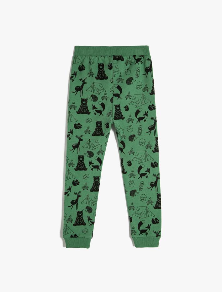 Erkek Bebek Jogger Eşofman Altı Şardonlu Beli Bağlamalı Baskı Detaylı Pamuklu