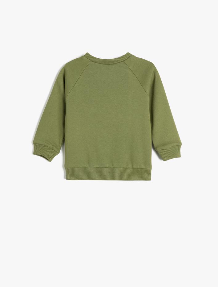 Erkek Bebek Kaplan Baskılı Sweatshirt Uzun Kollu Şardonlu Pamuklu