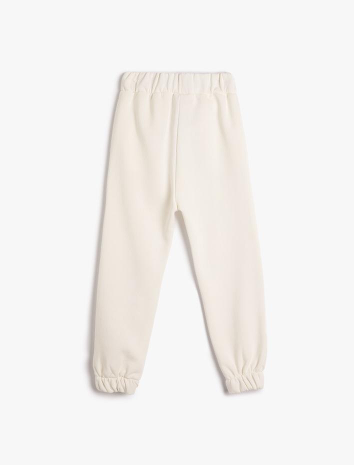 Kız Çocuk Jogger Eşofman Altı Beli Lastikli Baskı Detaylı Cepli