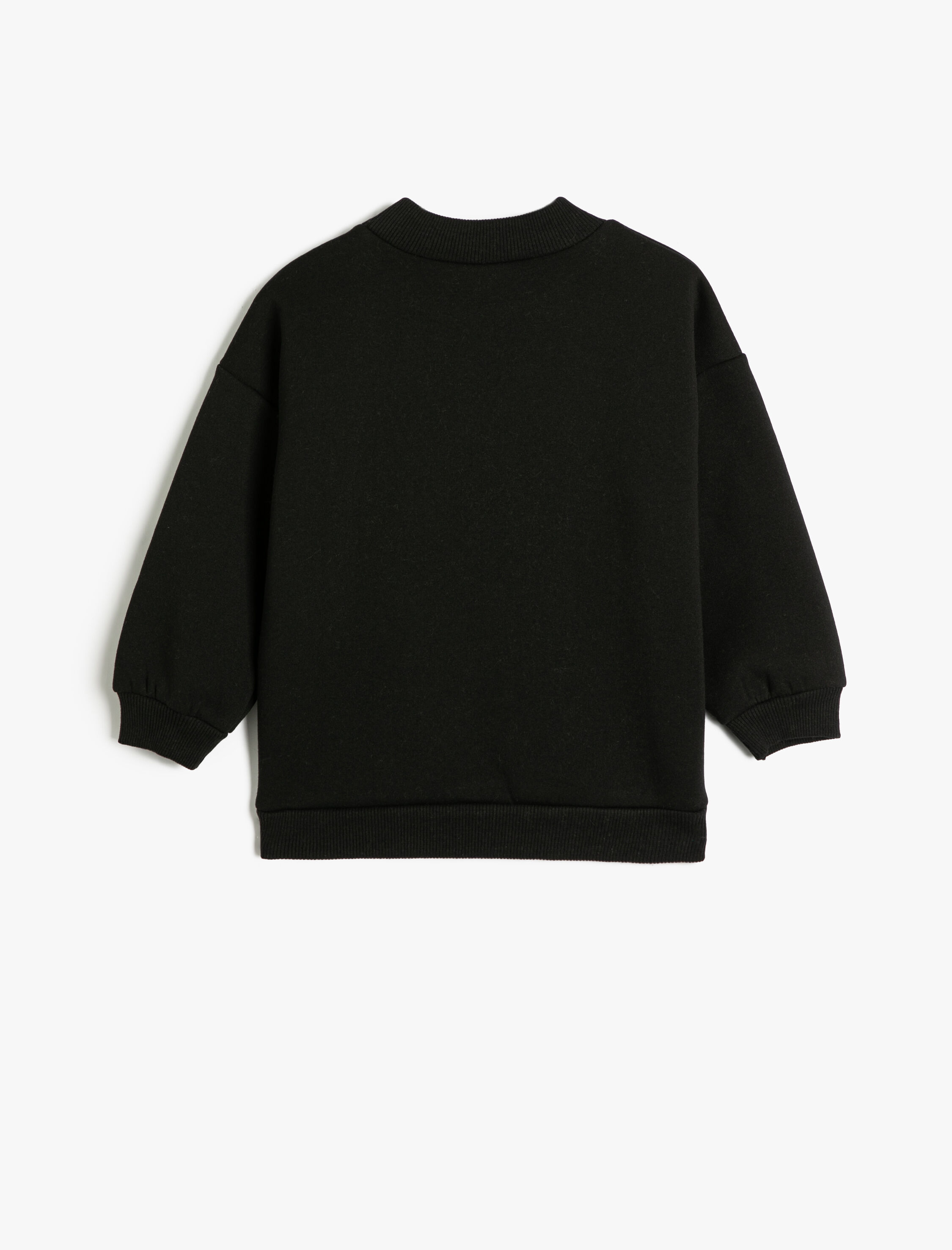  Kız Çocuk Kedi Pul Payet İşlemeli Sweatshirt Şardonlu Bisiklet Yaka