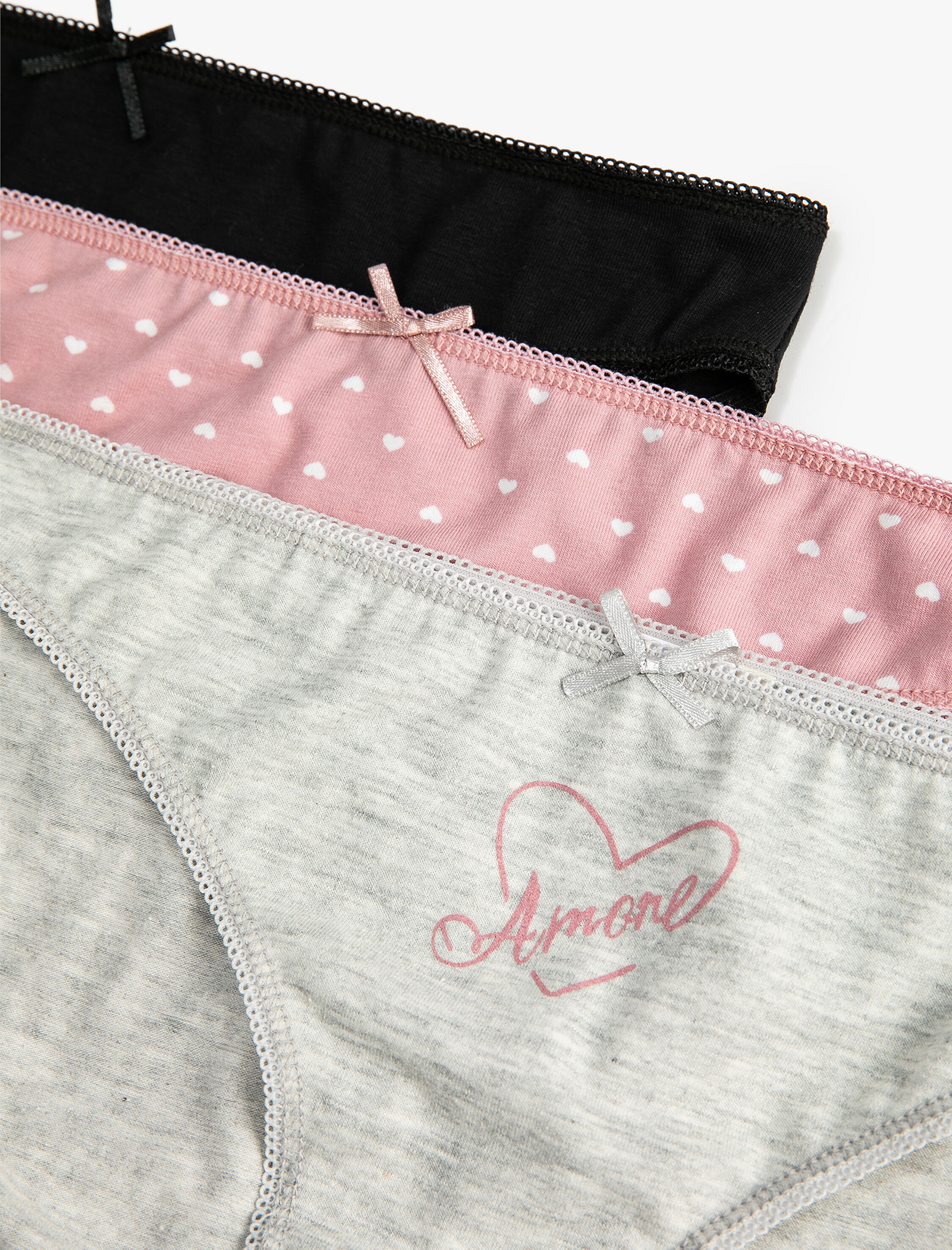   3'lü Paket Külot Brief Baskılı Fiyonk Detaylı Pamuklu