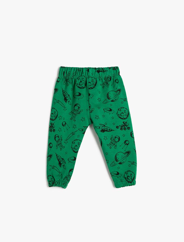 Erkek Bebek Uzay Baskılı Jogger Eşofman Altı Beli Lastikli Şardonlu