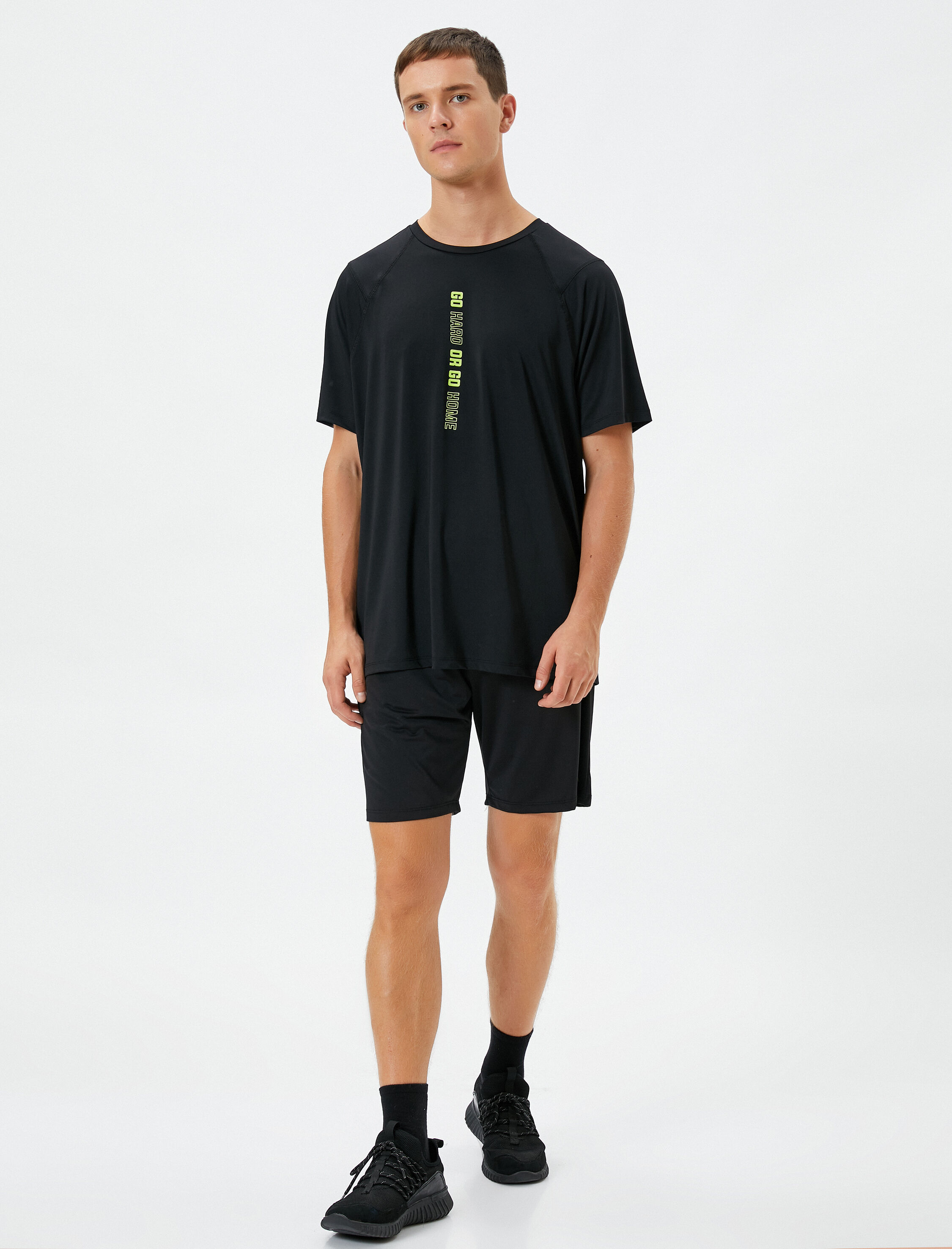 Koton Erkek Spor T-Shirt Slogan Baskılı Bisiklet Yaka Kısa Kollu