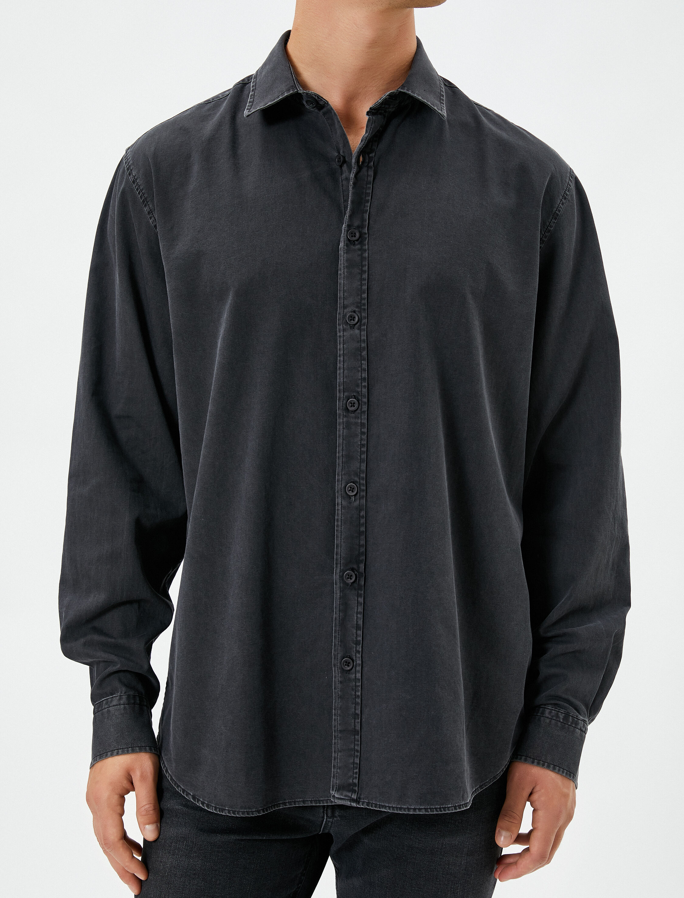   Klasik Gömlek Uzun Kollu Manşet Yaka Düğmeli Pamuklu