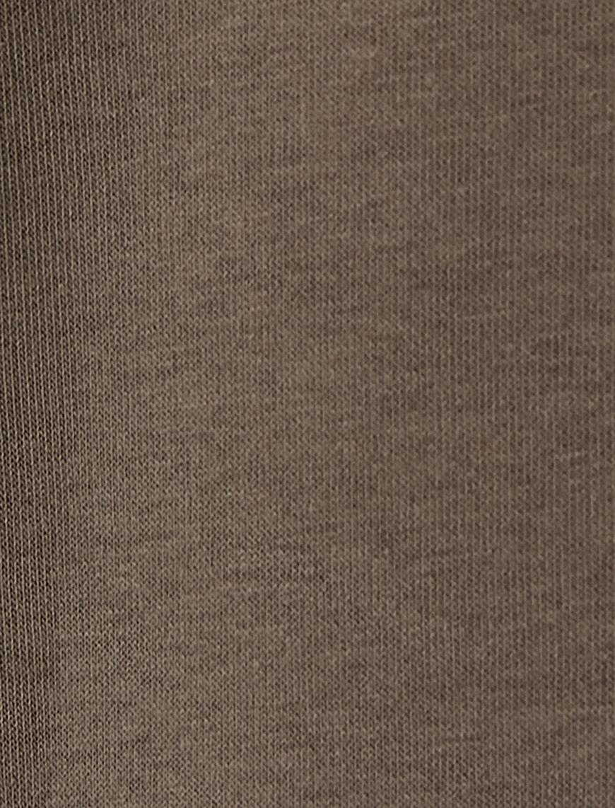   Yarım Fermuarlı Sweatshirt Slogan Baskılı Dik Yaka Şardonlu
