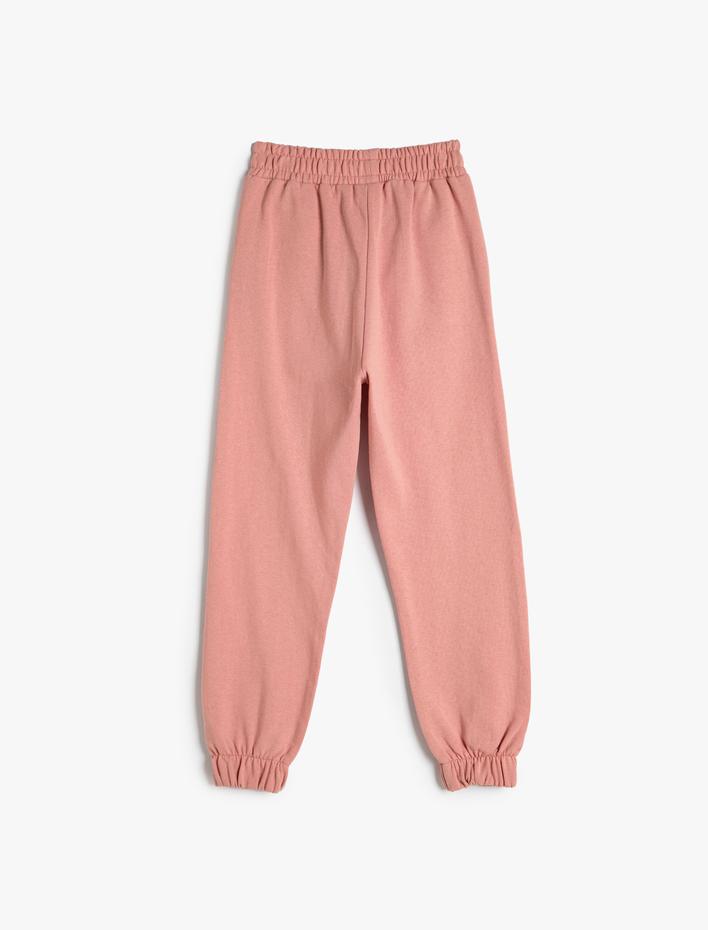 Kız Çocuk Basic Jogger Eşofman Altı Baskı Detaylı Beli Lastikli Cepli Şardonlu