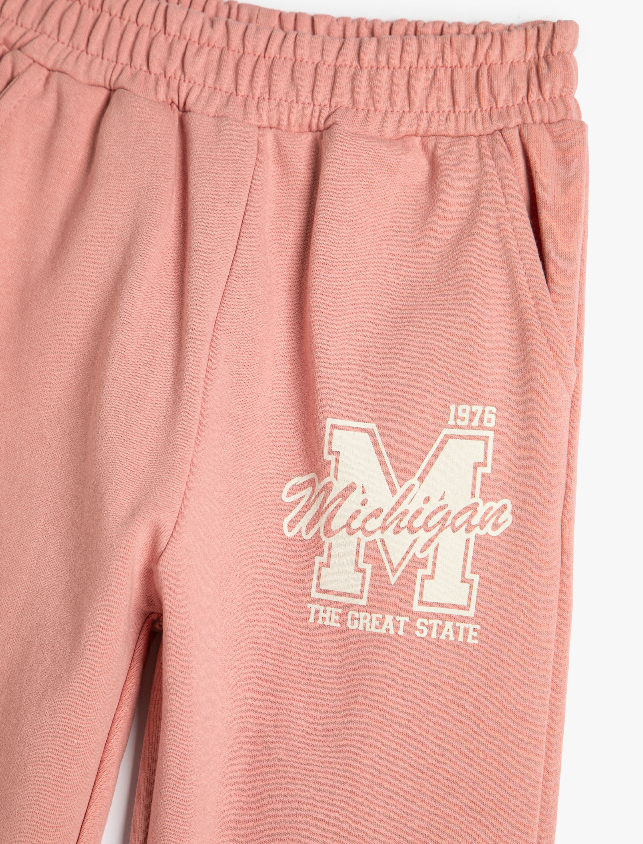  Kız Çocuk Basic Jogger Eşofman Altı Baskı Detaylı Beli Lastikli Cepli Şardonlu