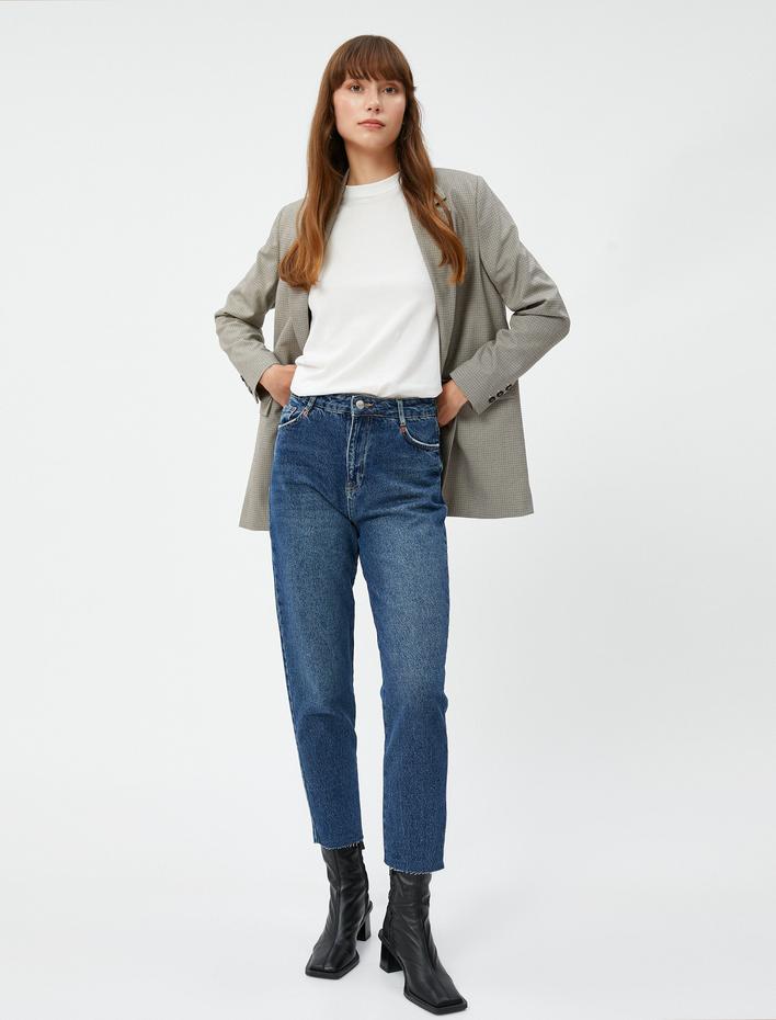  Normal Bel Kot Pantolon Hafif Dar Paça - Mom Jean