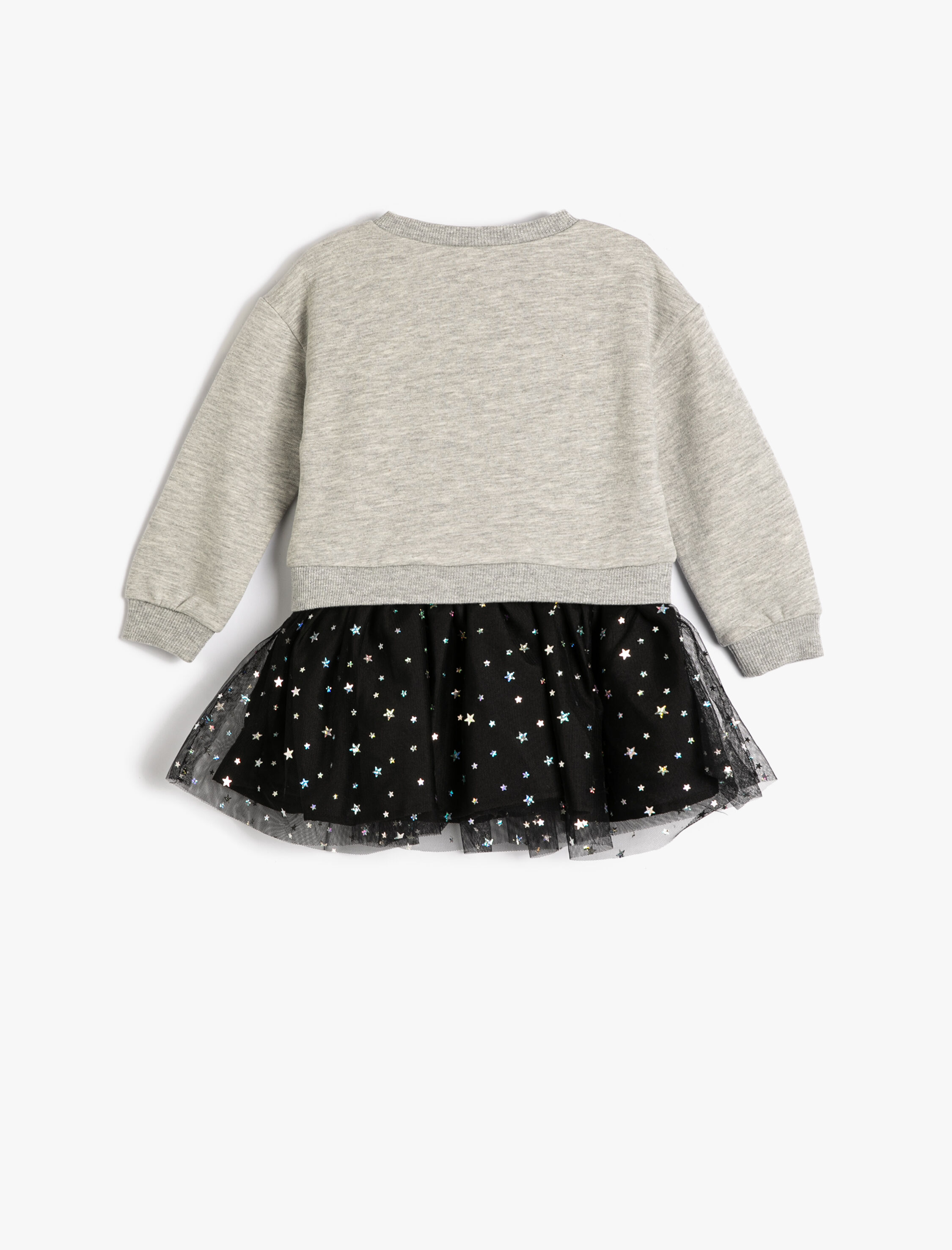  Kız Bebek Sweat Elbise Tül Etekli Pul Payet İşlemeli Şardonlu