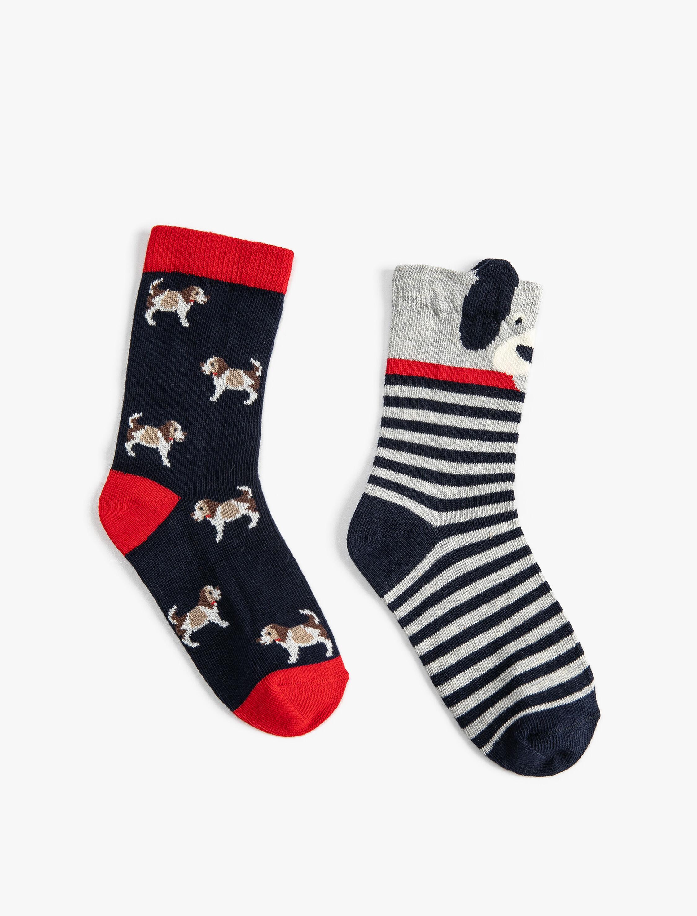  Erkek Çocuk 2'li Pamuklu Çorap Seti Köpek Temalı