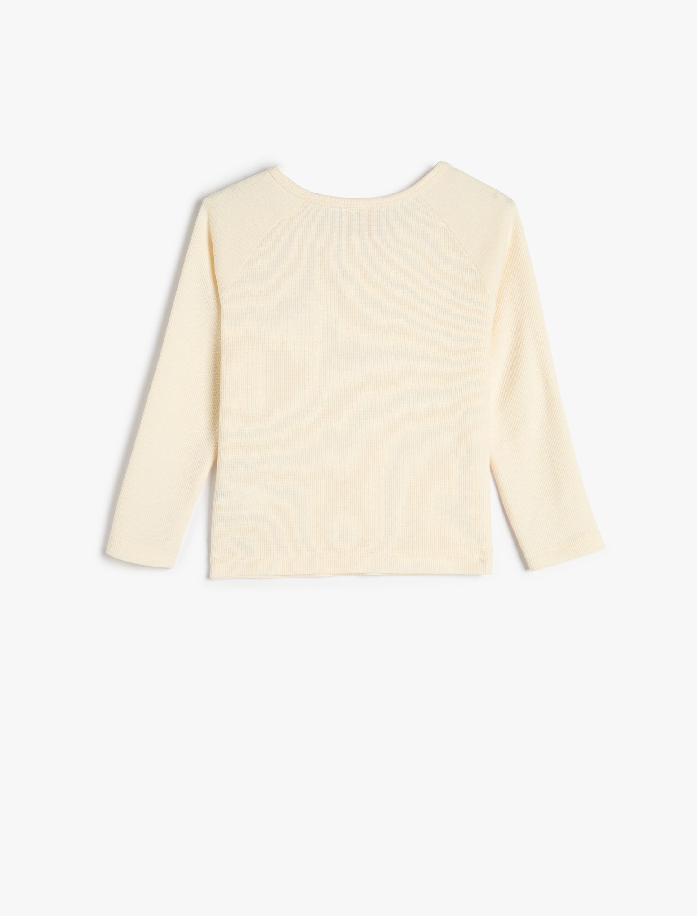  Erkek Bebek Tişört Uzun Kollu Bisiklet Yaka Dokulu Düğme Detaylı Pamuklu