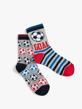 2'li Renkli Çorap Seti Futbol Temalı