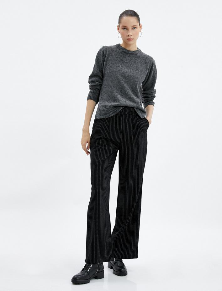  Basic Triko Kazak Uzun Kollu Bisiklet Yaka