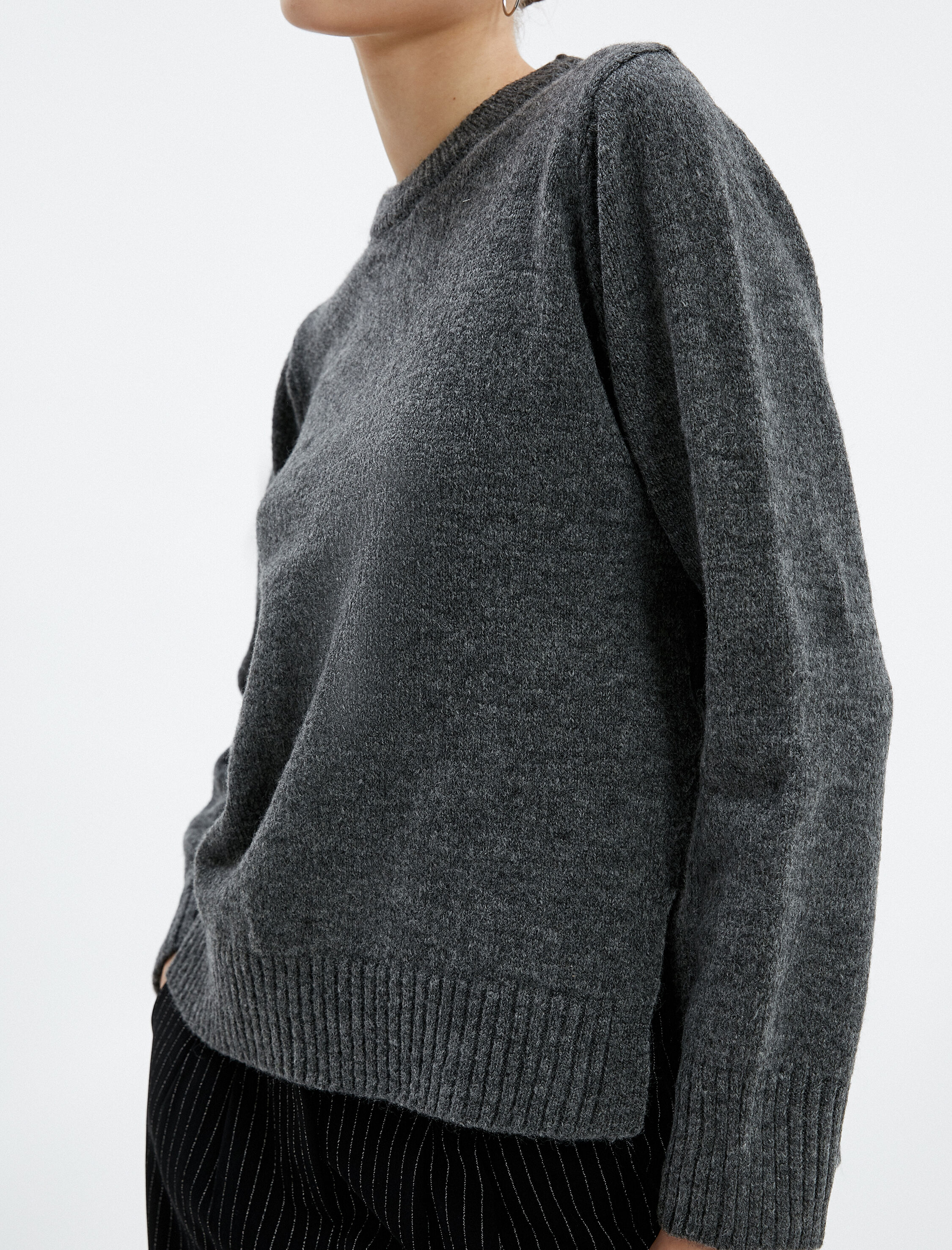   Basic Triko Kazak Uzun Kollu Bisiklet Yaka