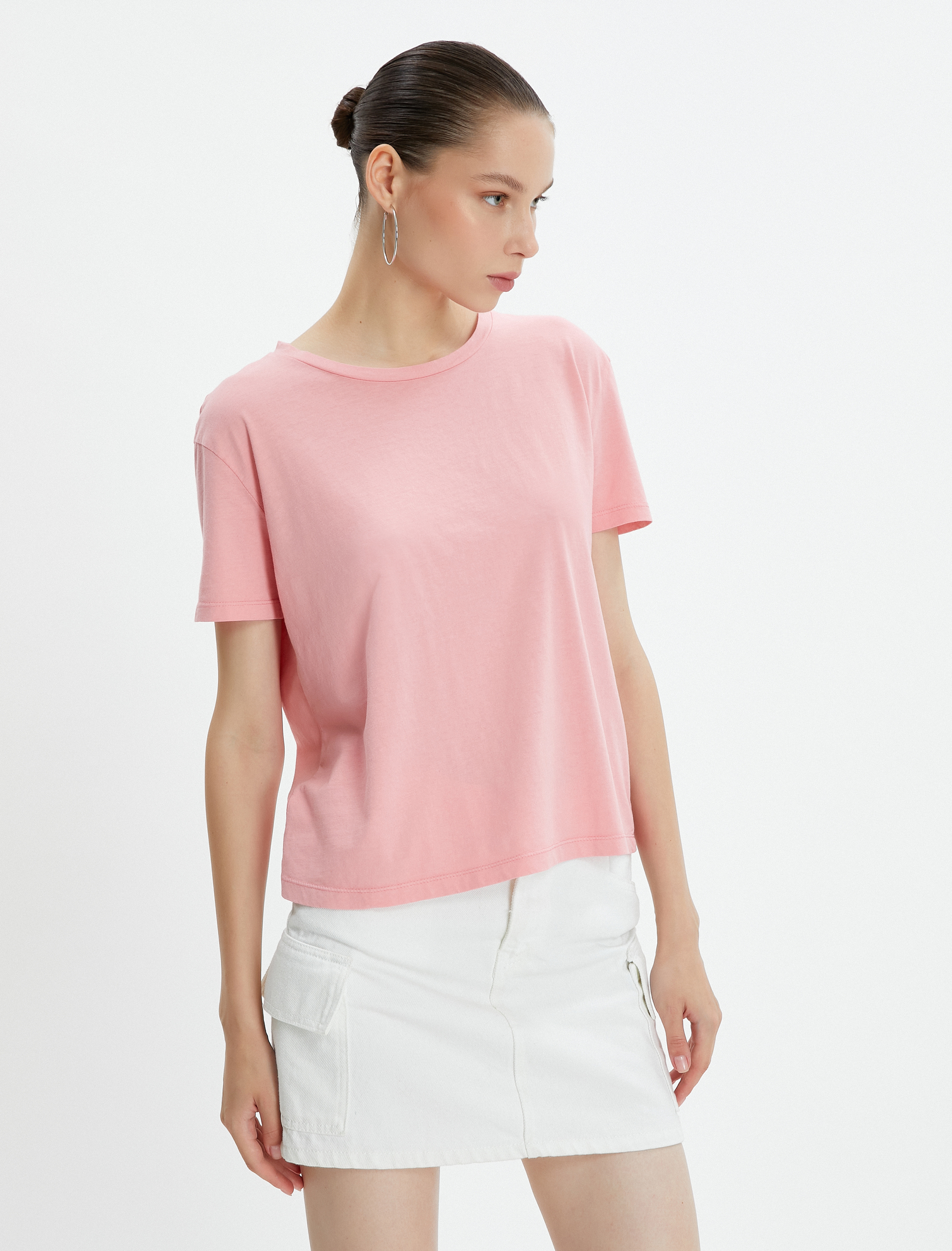 Basic Tişört Kısa Kollu Bisiklet Yaka Pamuklu