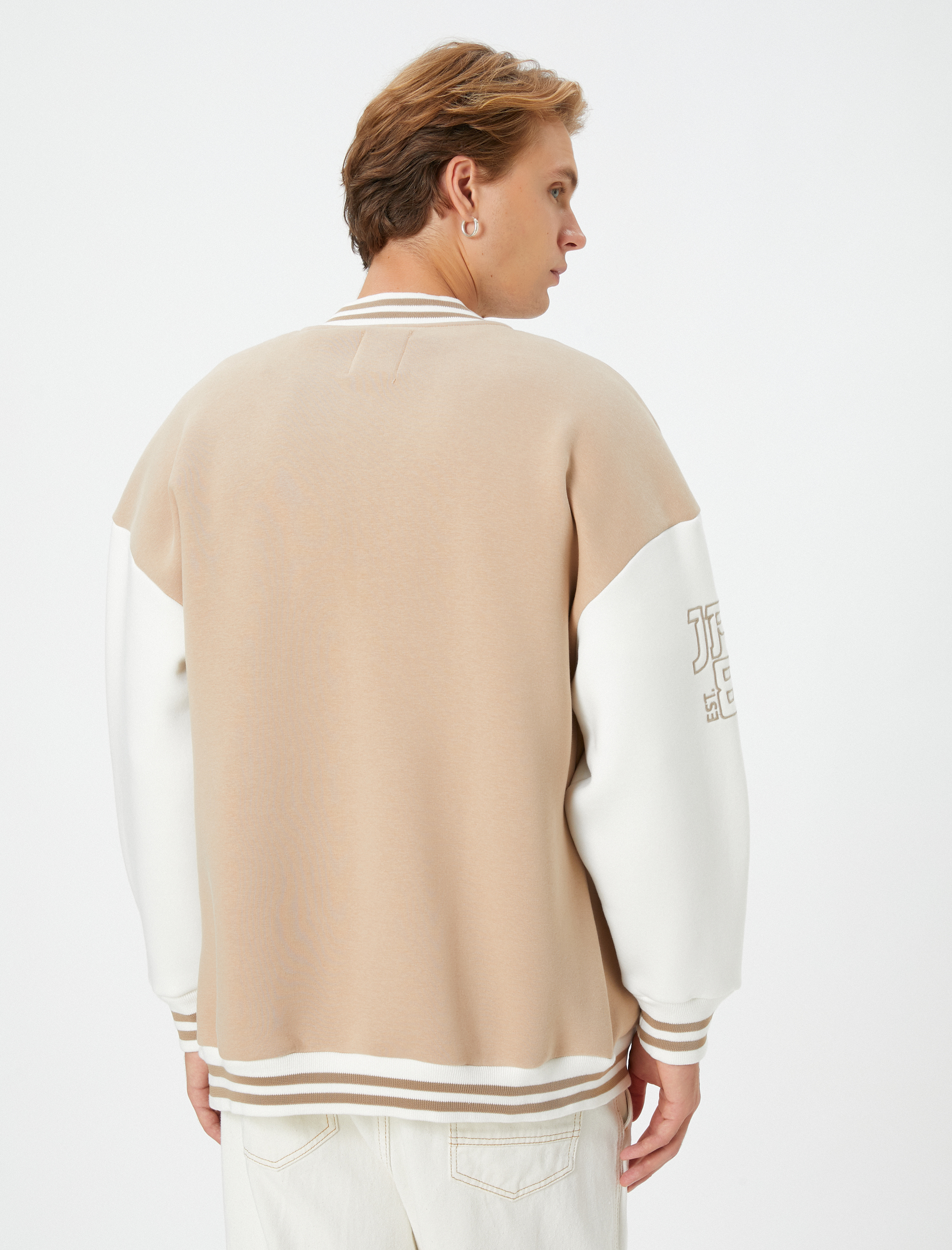   Kolej Ceketi Bomber Yaka Çıtçıt Düğmeli İşlemeli Ribanalı