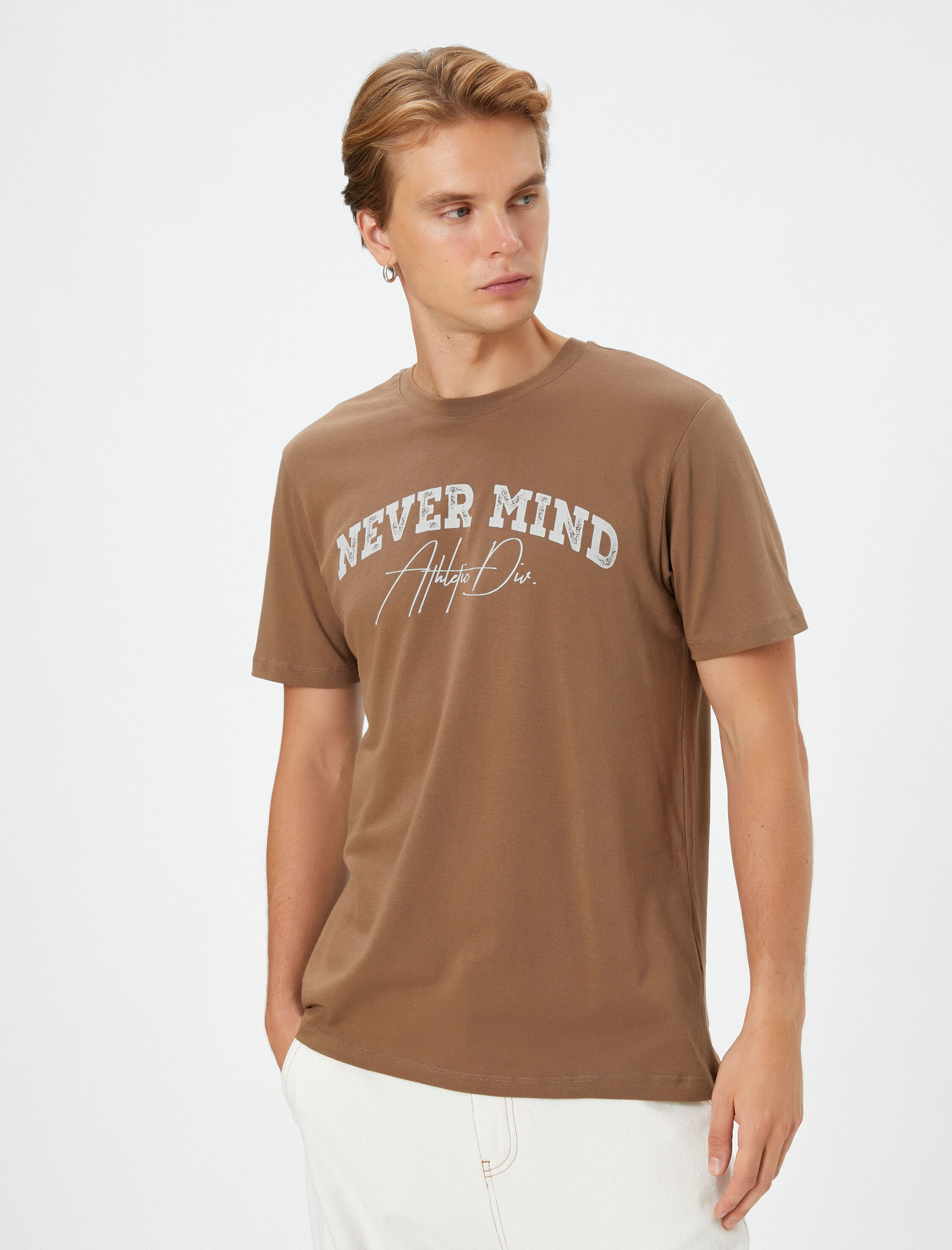   Slogan Baskılı Tişört Bisiklet Yaka Kısa Kollu