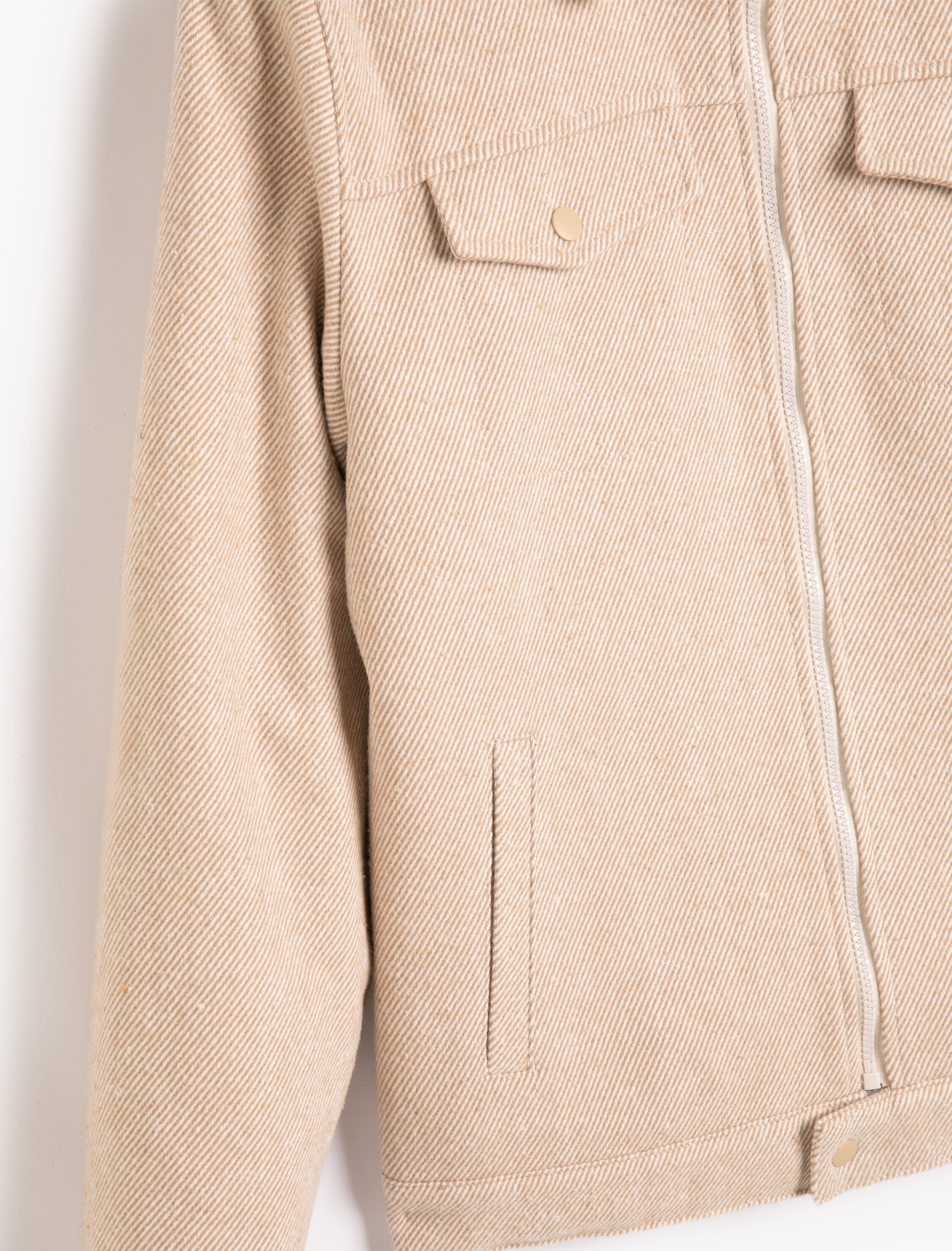   Klasik Yaka Ceket İçi Peluş Fermuarlı Kapaklı Cepli