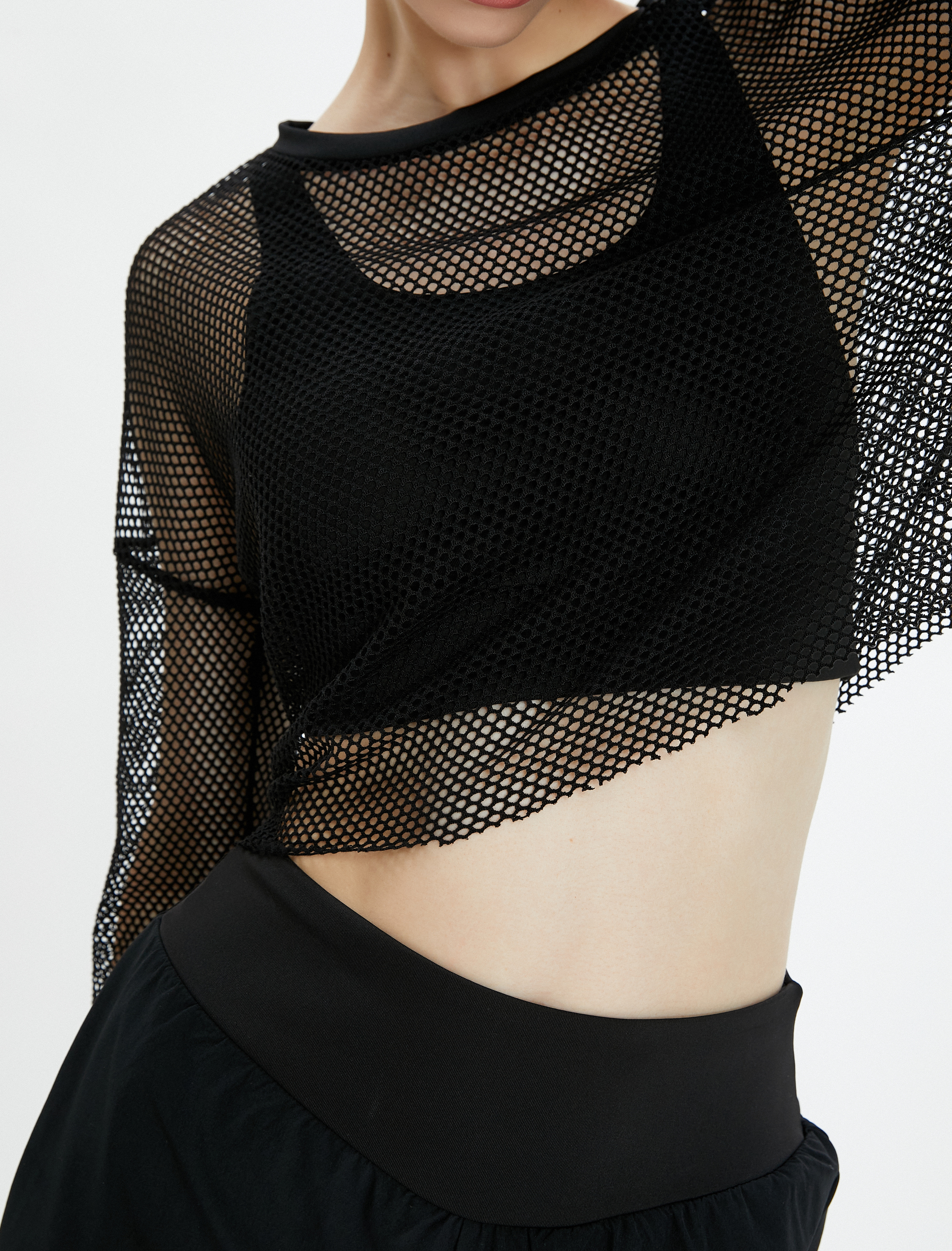   File Crop Spor Tişört Uzun Kollu Bisiklet Yaka