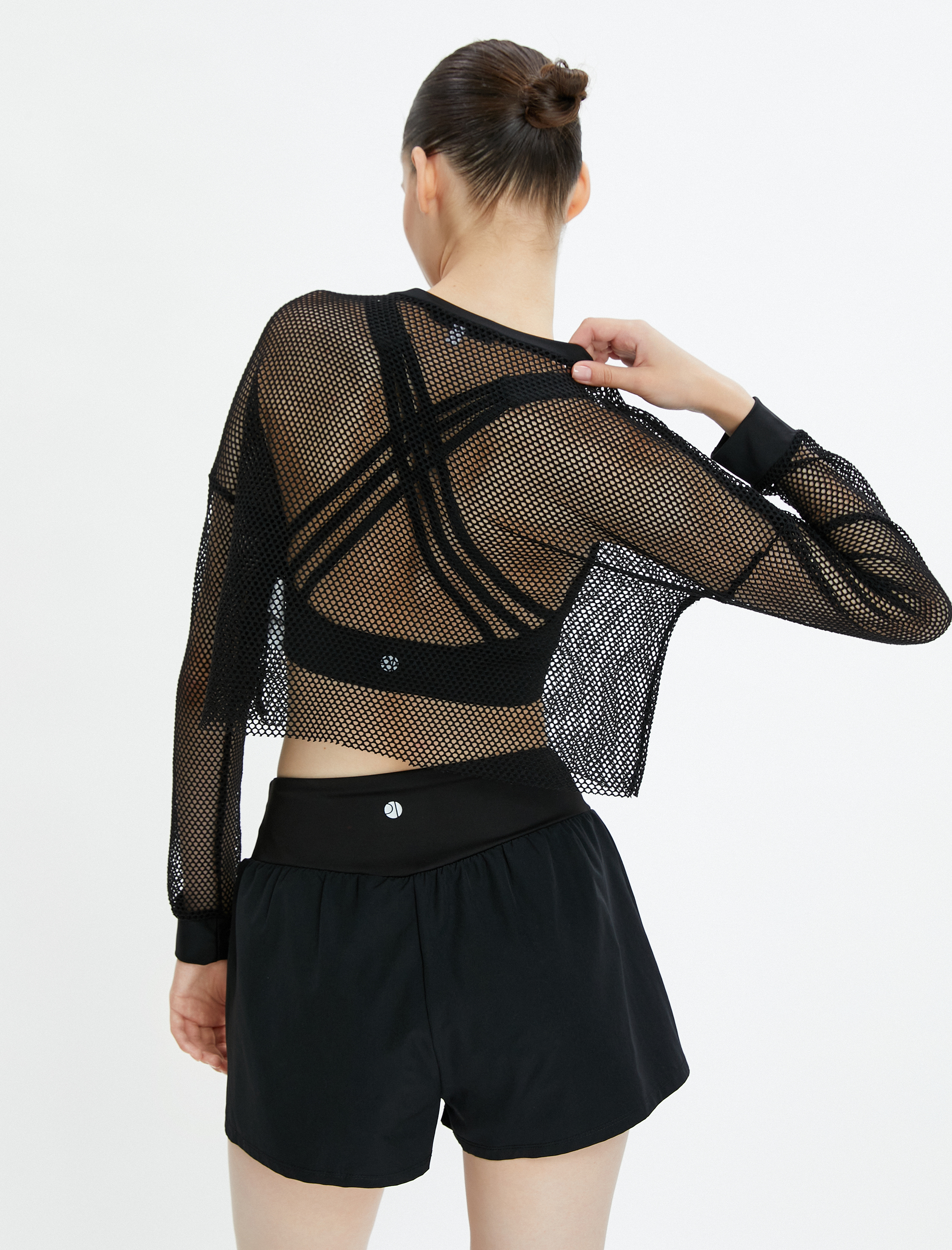   File Crop Spor Tişört Uzun Kollu Bisiklet Yaka