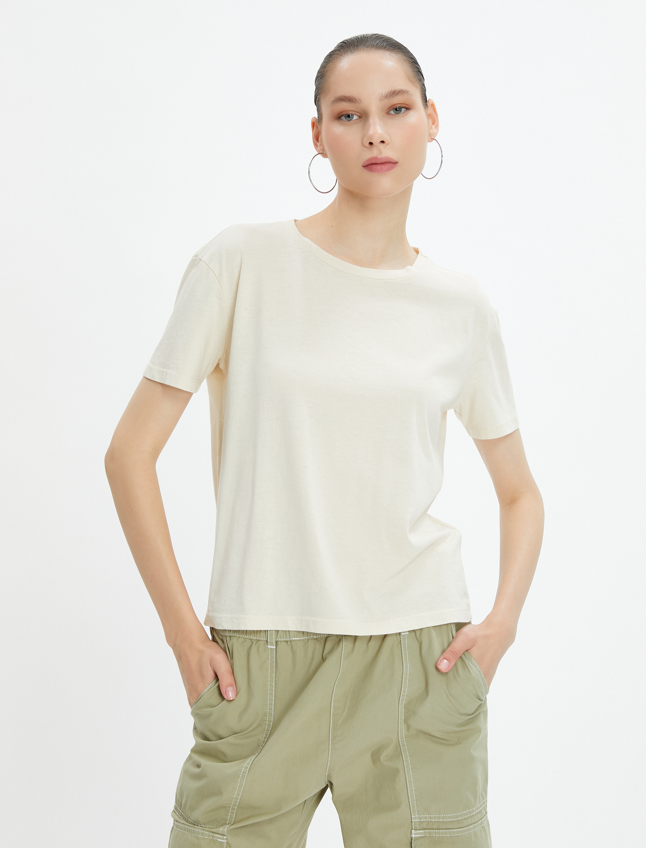 Basic Tişört Kısa Kollu Bisiklet Yaka Pamuklu