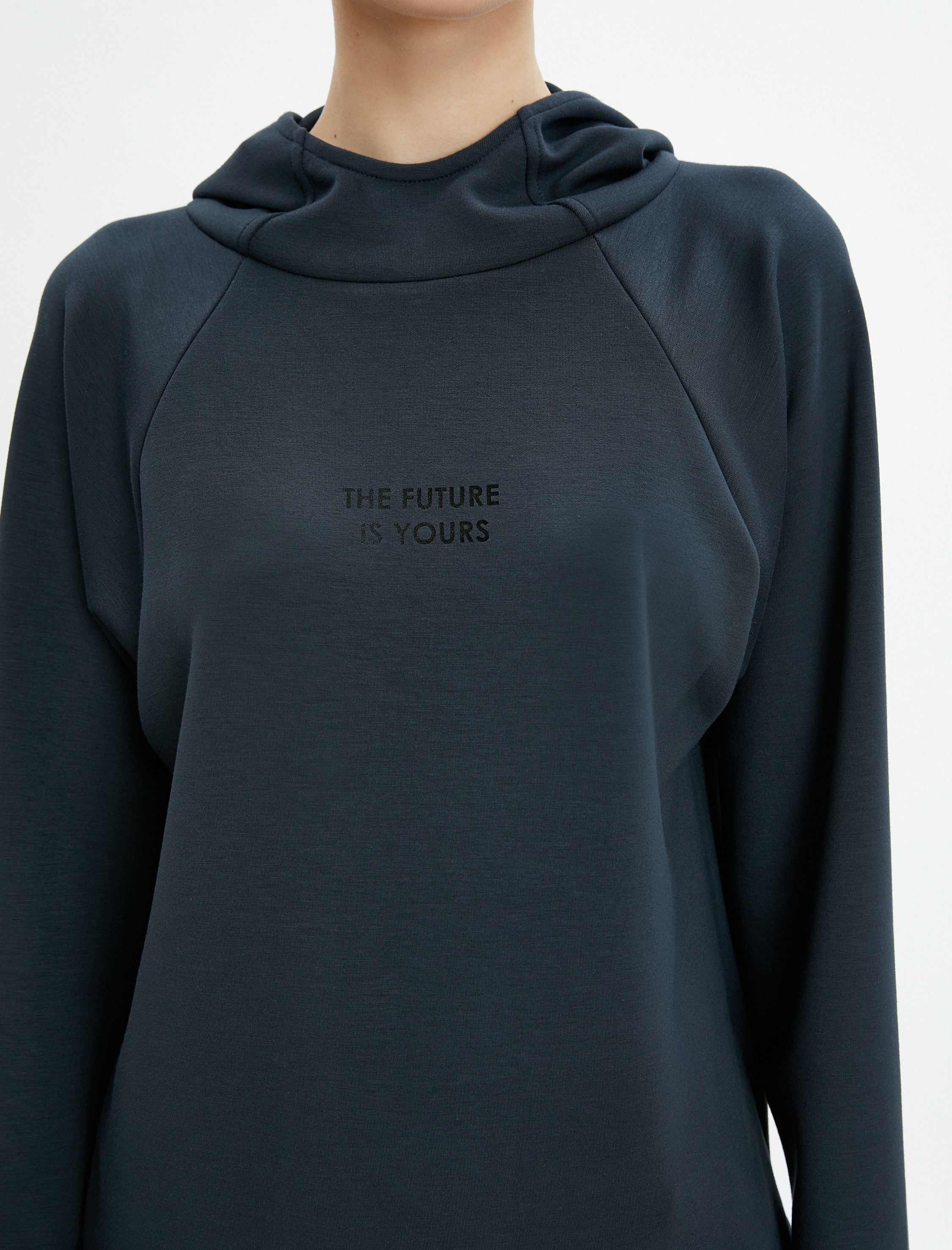   Kapşonlu Sweatshirt Dik Yaka Rahat Kesim Modal Kumaş Yumuşak Tuşe Dokulu