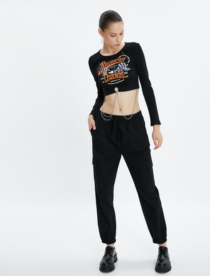  Kargo Gabardin Pantolon Beli Bağlamalı Cepli Pamuklu