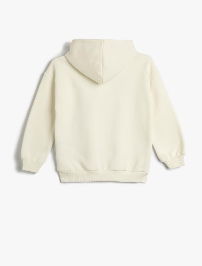 Kız Çocuk Kapşonlu Sweatshirt Anime Baskılı Uzun Kollu Şardonlu