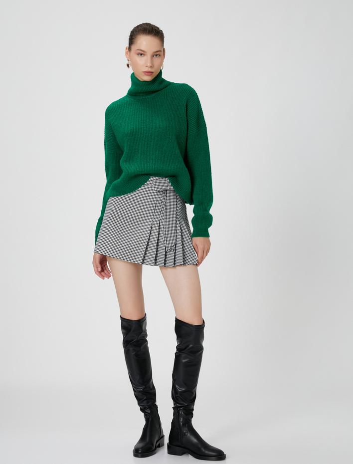  Boğazlı Örgü Kazak Yumuşak Dokulu Uzun Kollu