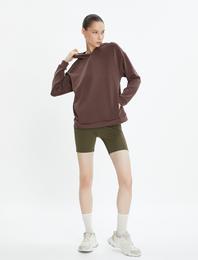 Kapşonlu Yoga Sweatshirt Modal Kumaş Yumuşak Tuşe Dokulu Bol Kalıp Cepli