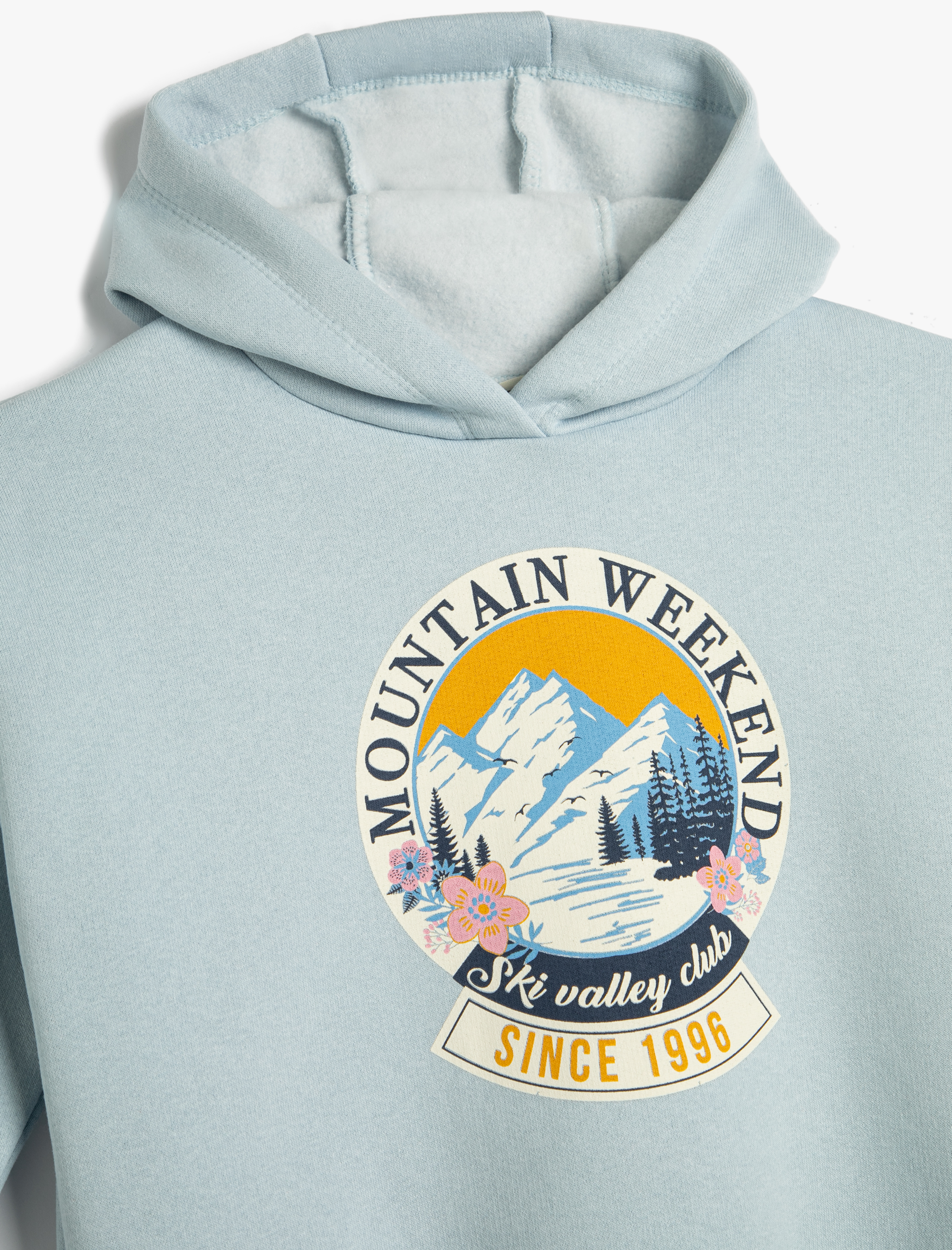  Kız Çocuk Kapşonlu Sweatshirt Baskı Detaylı Uzun Kollu Şardonlu