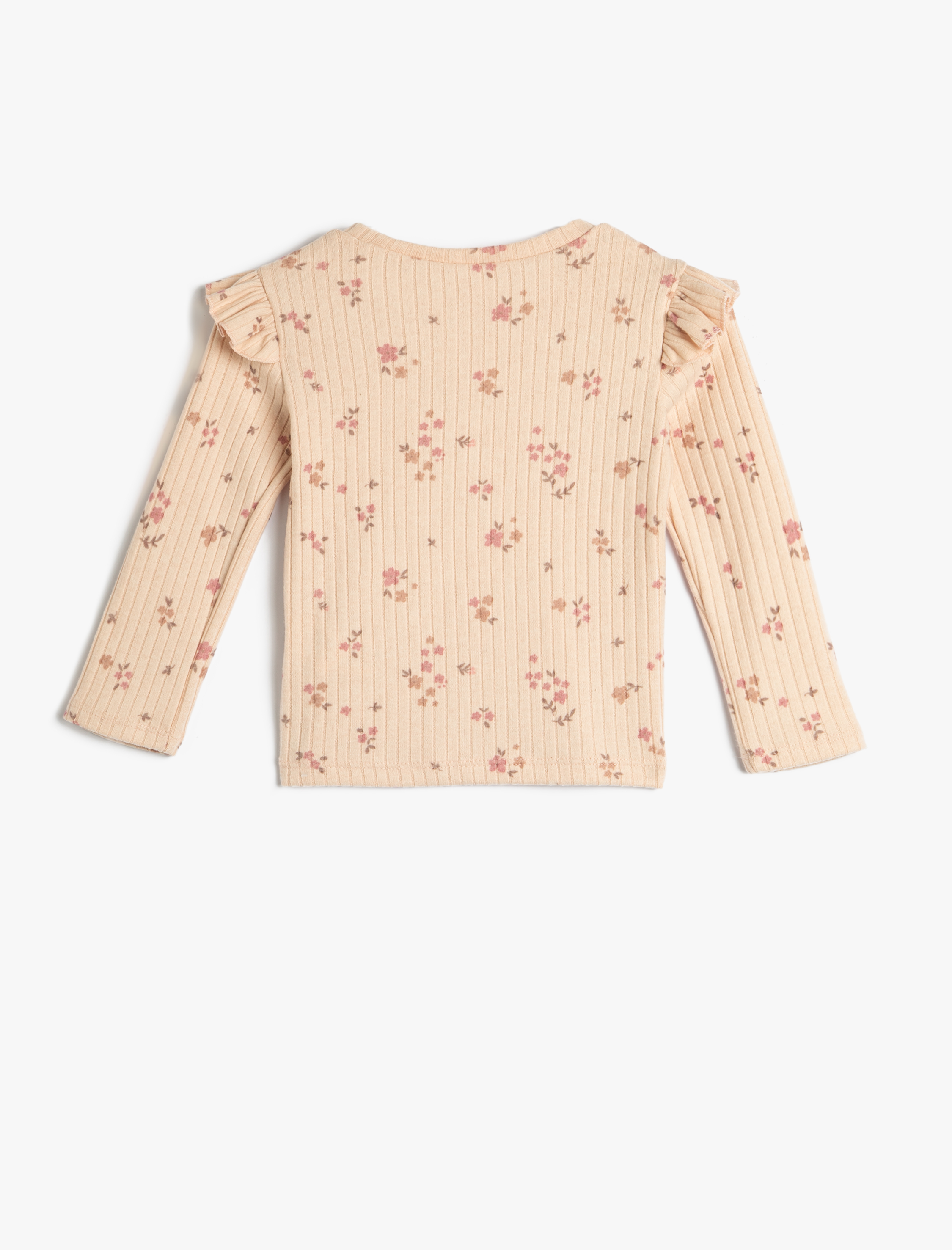  Kız Bebek Tişört Uzun Kollu Fırfırlı Çiçekli Kaşkorse