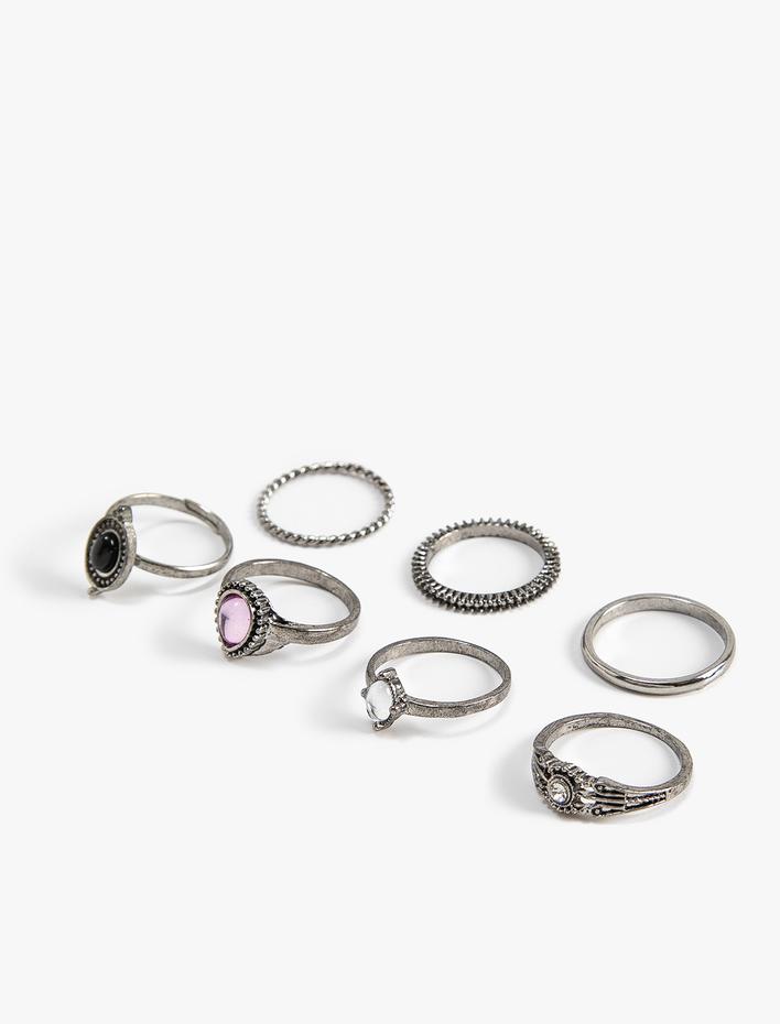 Kadın Yüzük Seti 7'li Metal Taşlı