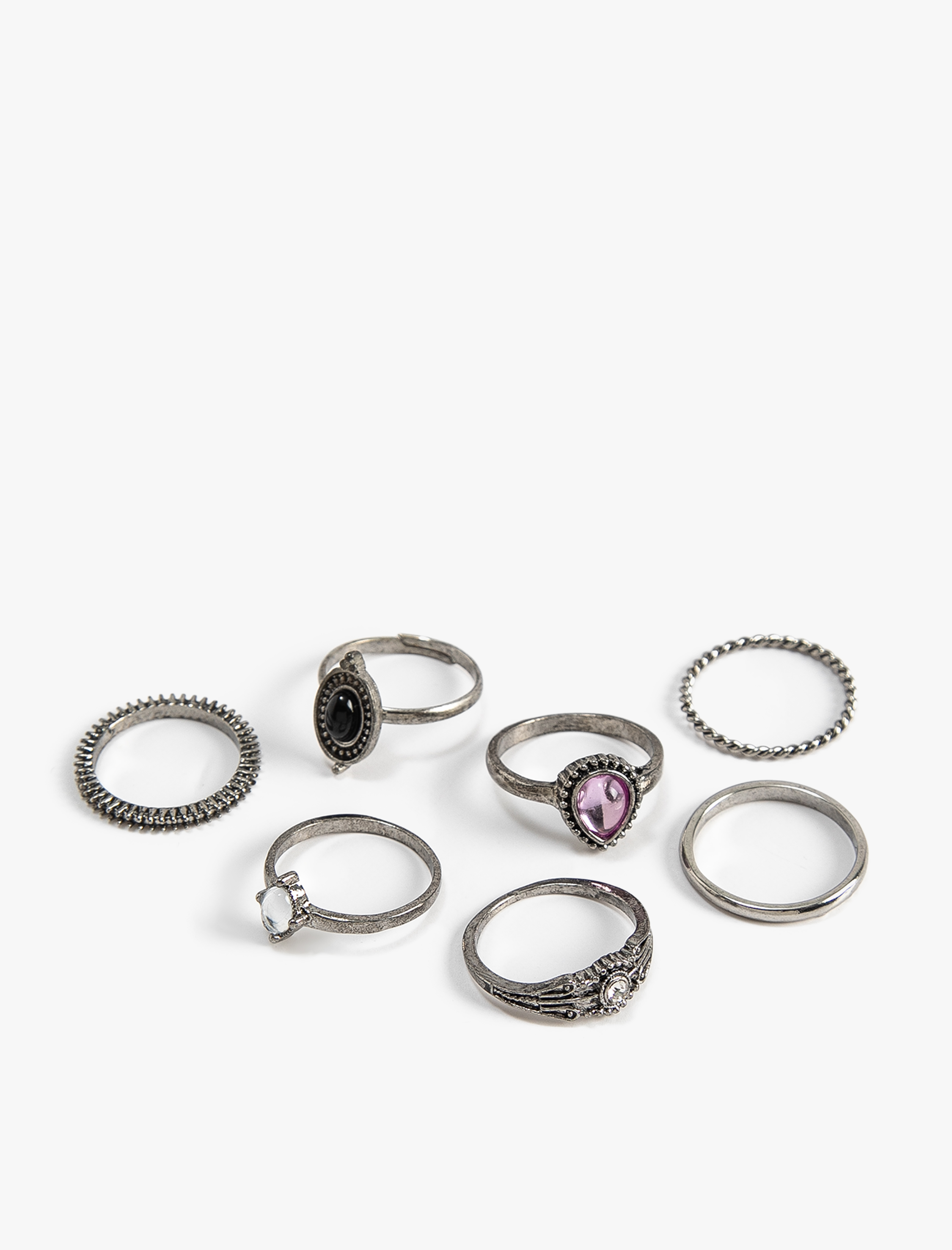  Kadın Yüzük Seti 7'li Metal Taşlı