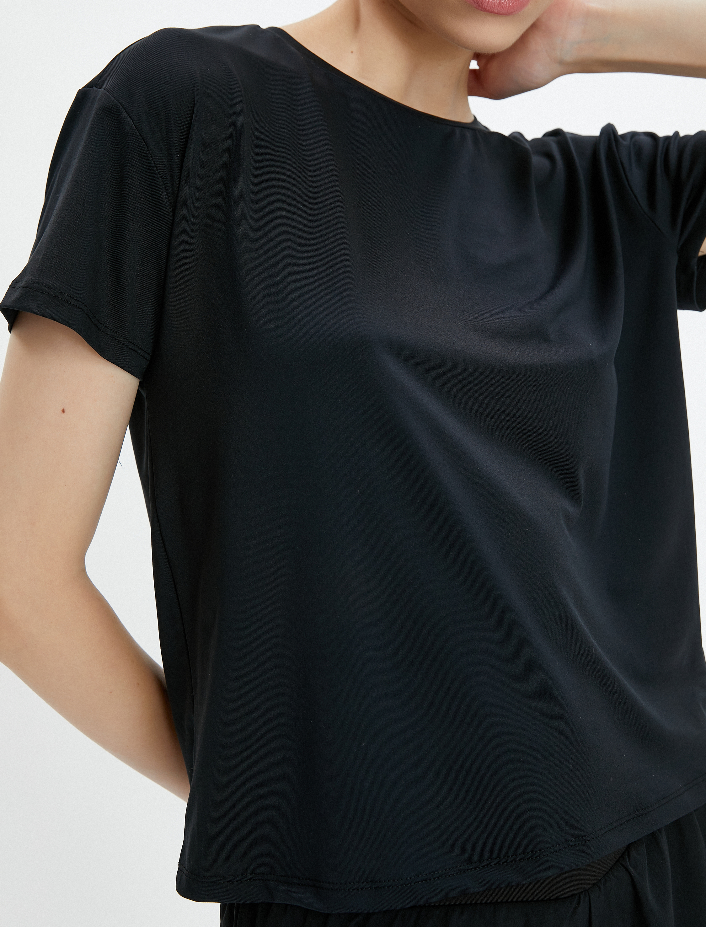   Basic Spor Tişört Kısa Kollu Bisiklet Yaka Yumuşak Tuşe