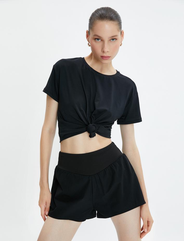  Basic Spor Tişört Kısa Kollu Bisiklet Yaka Yumuşak Tuşe