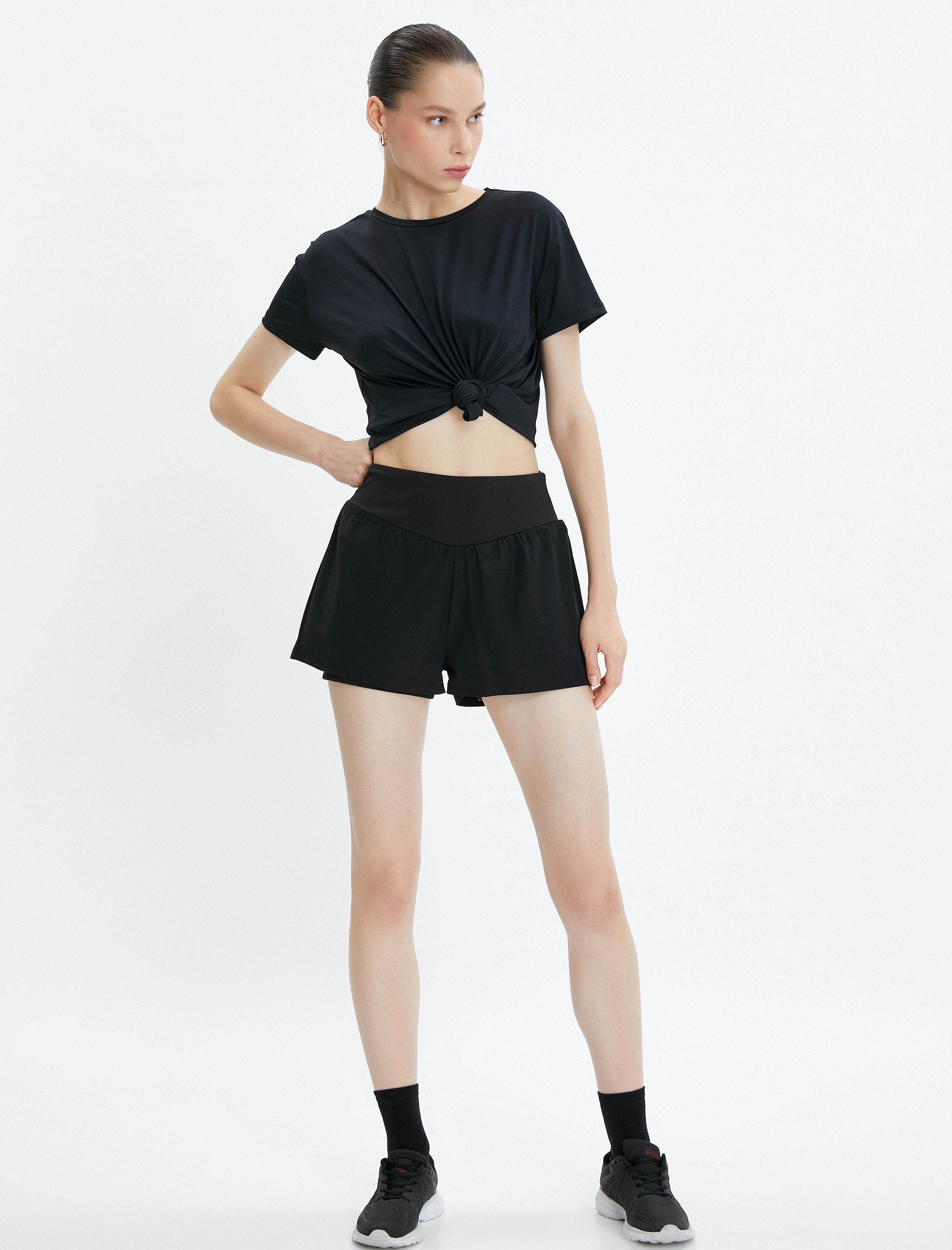   Basic Spor Tişört Kısa Kollu Bisiklet Yaka Yumuşak Tuşe