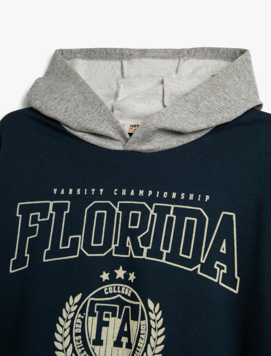  Erkek Çocuk Kapşonlu Kolej Sweatshirt Uzun Kollu Renk Bloklu Şardonlu