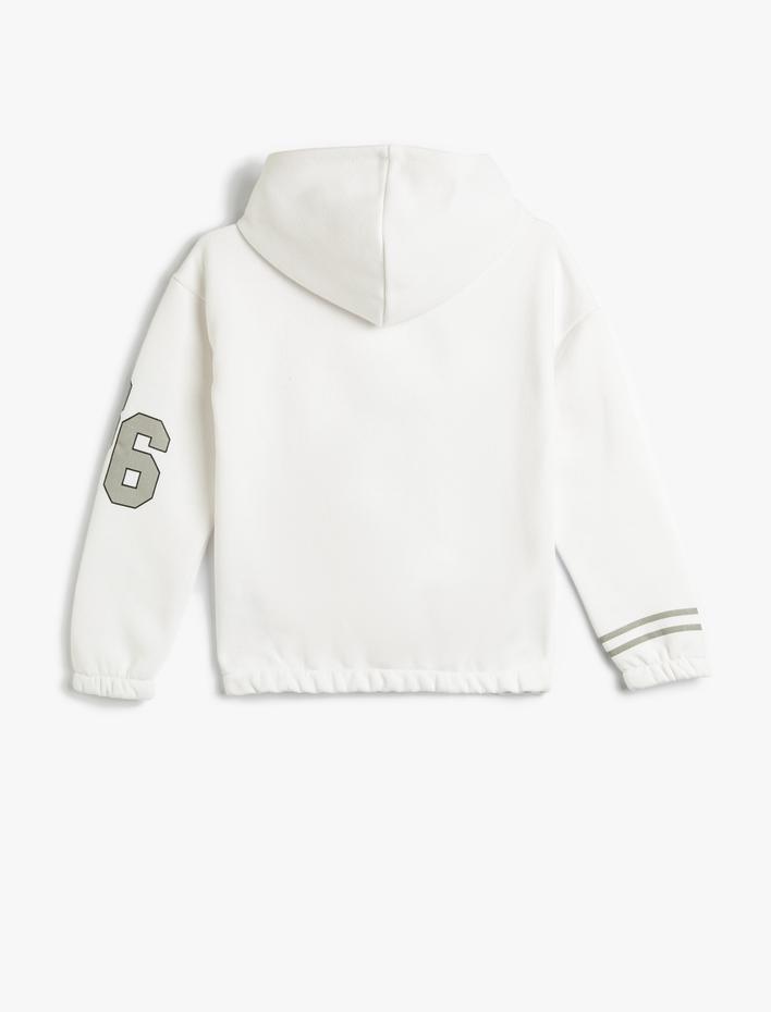 Kız Çocuk Kapşonlu Sweatshirt Sim Baskı Detaylı Uzun Kollu Şardonlu